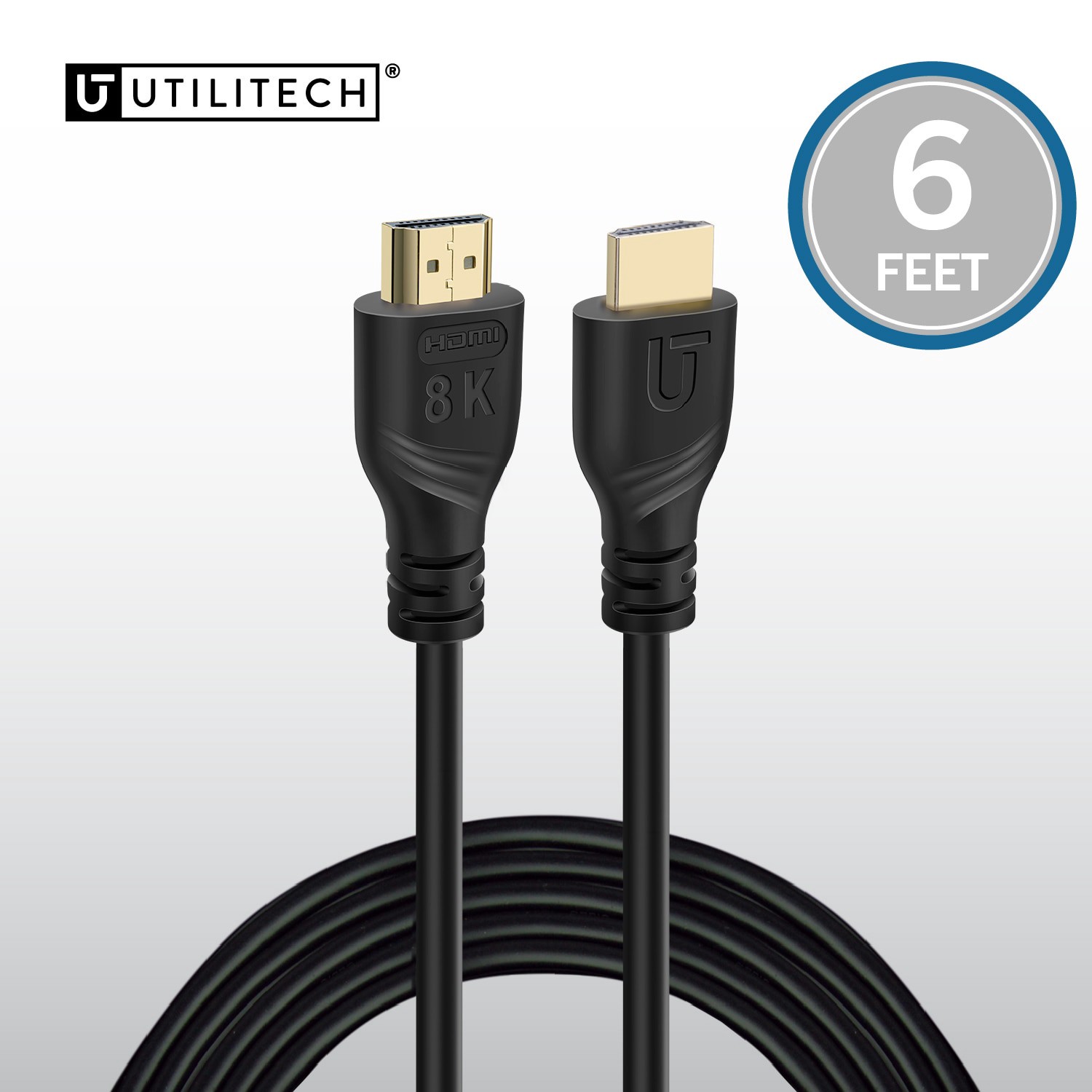 slide 1 of 6, Utilitech 8k HDMI to HDMI 6-ft Black, 1 ct