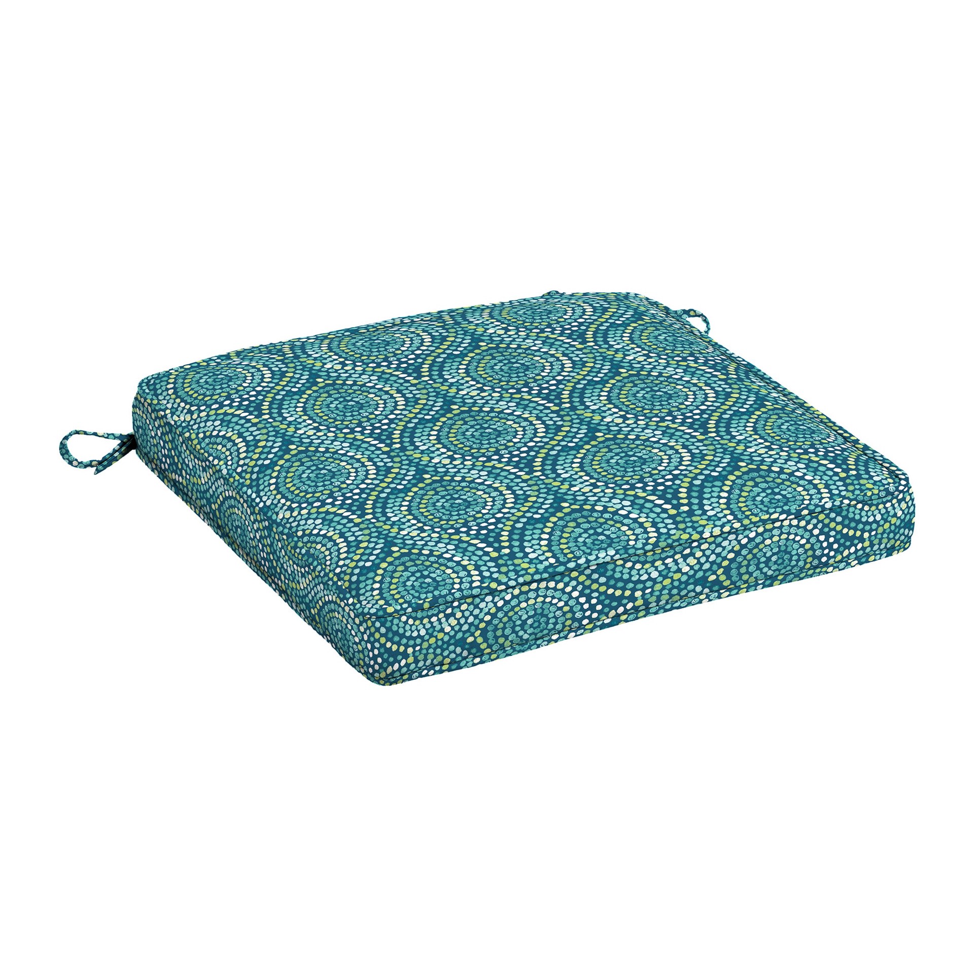 slide 1 of 6, Style Selections 20-in x 20-in Teal Medallion Patio chair cushion, 1 ct