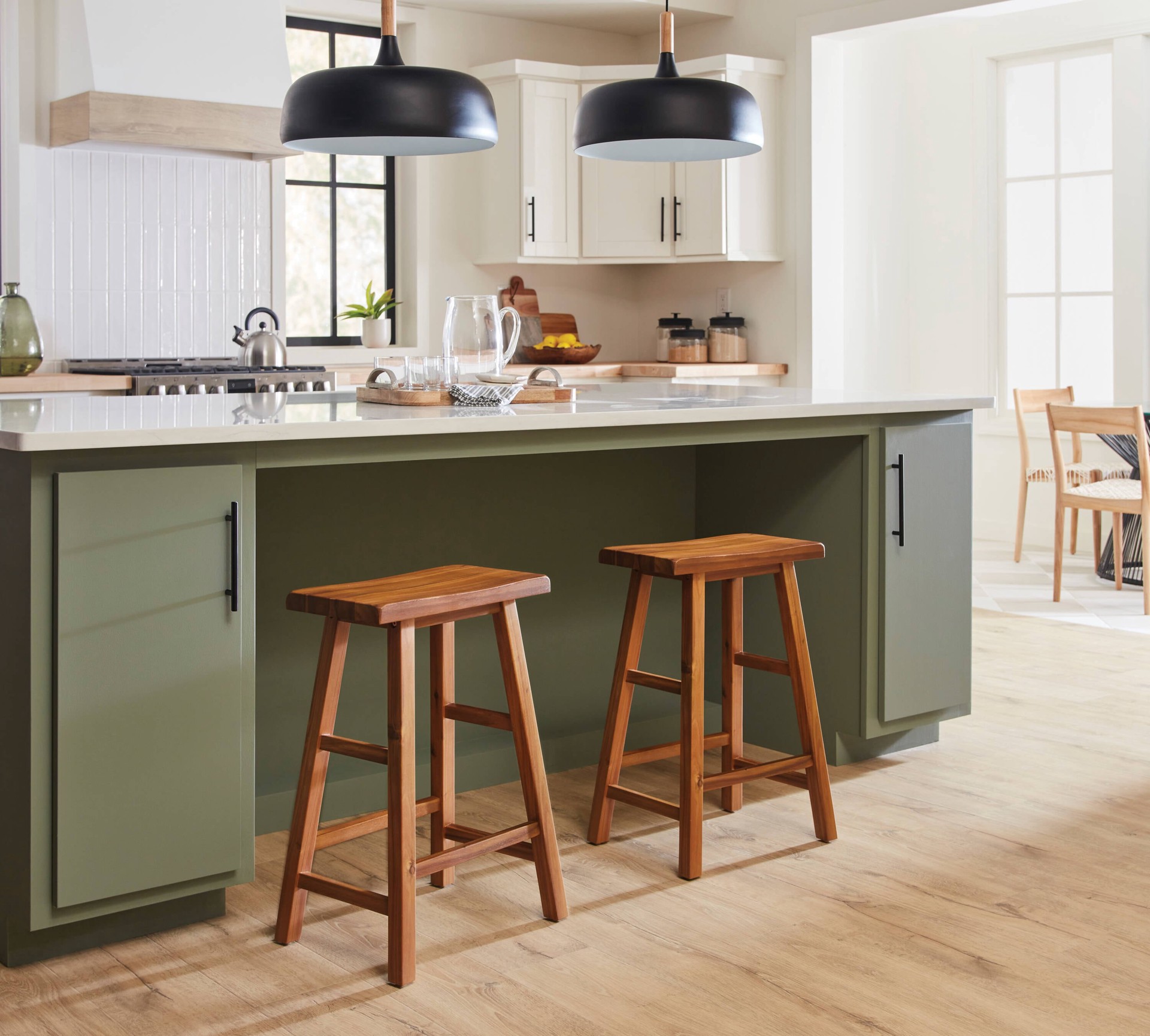 slide 2 of 6, allen + roth Brown 24.0-in H Counter height Wood Bar Stool 2 -Pack, 1 ct