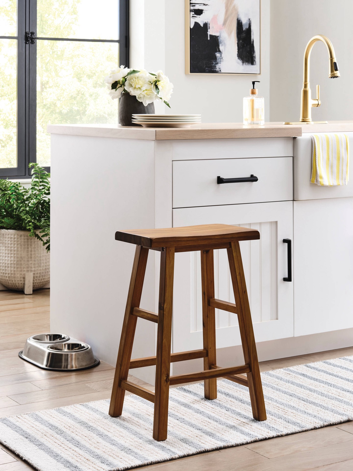 slide 3 of 6, allen + roth Brown 24.0-in H Counter height Wood Bar Stool 2 -Pack, 1 ct
