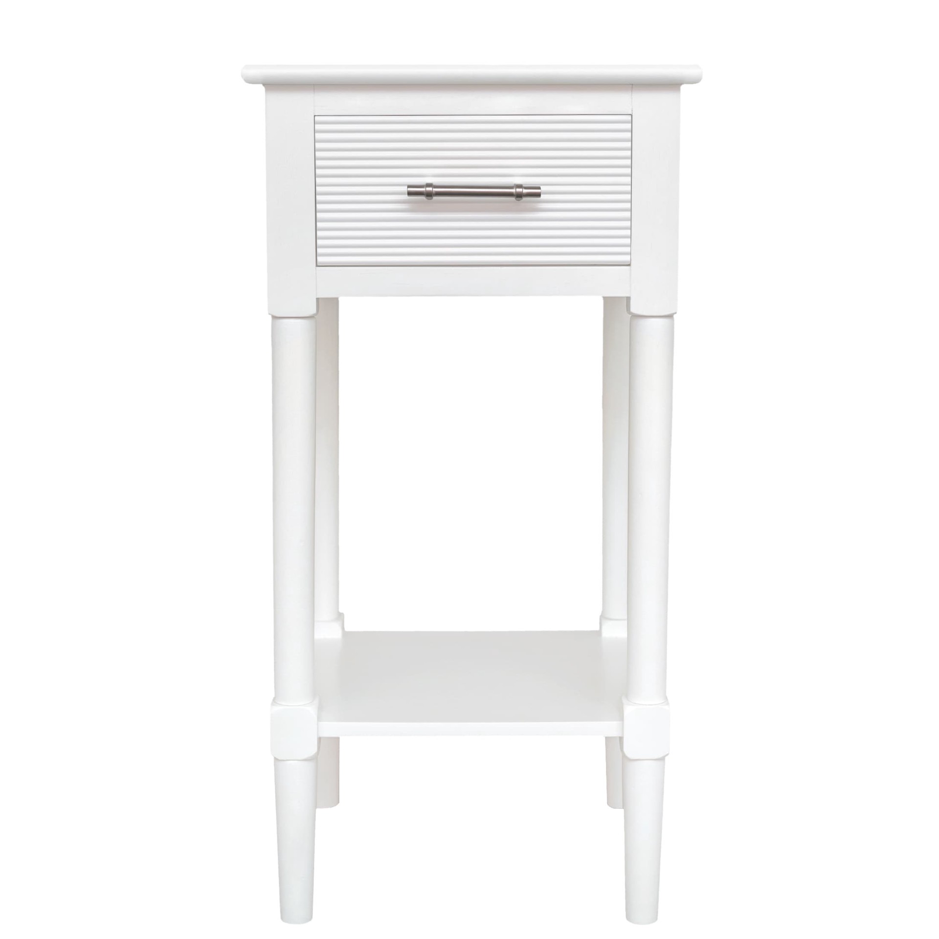 slide 3 of 6, allen + roth 14.13-in W x 27.88-in H Cream Wood Square Casual End Table with Storage, 1 ct