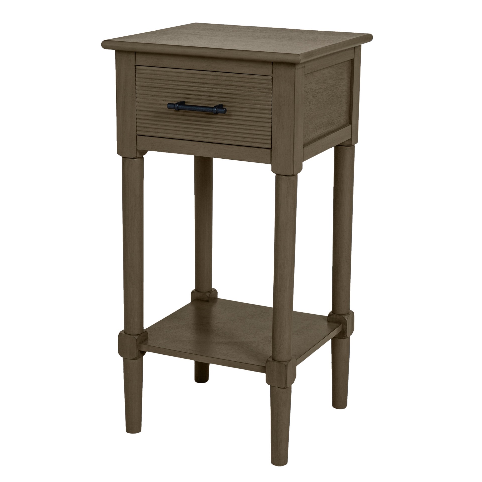slide 1 of 6, allen + roth 14.13-in W x 27.88-in H Brown Wood Square Casual End Table with Storage, 1 ct