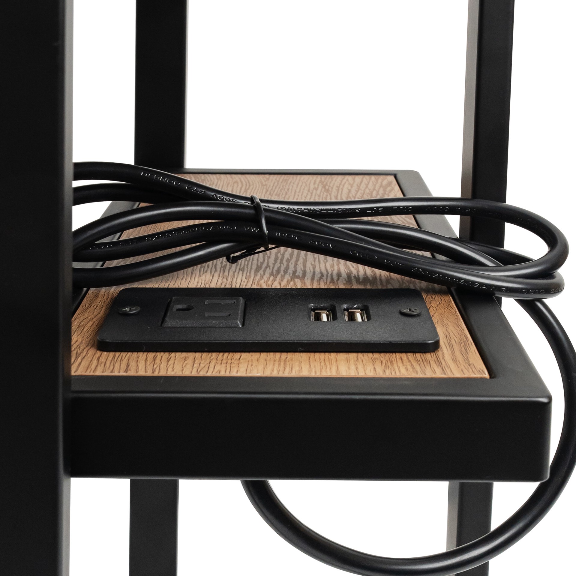 slide 6 of 6, allen + roth 20-in W x 25.98-in H Natural/Black Wood veneer Rectangular Industrial End Table with Storage, 1 ct