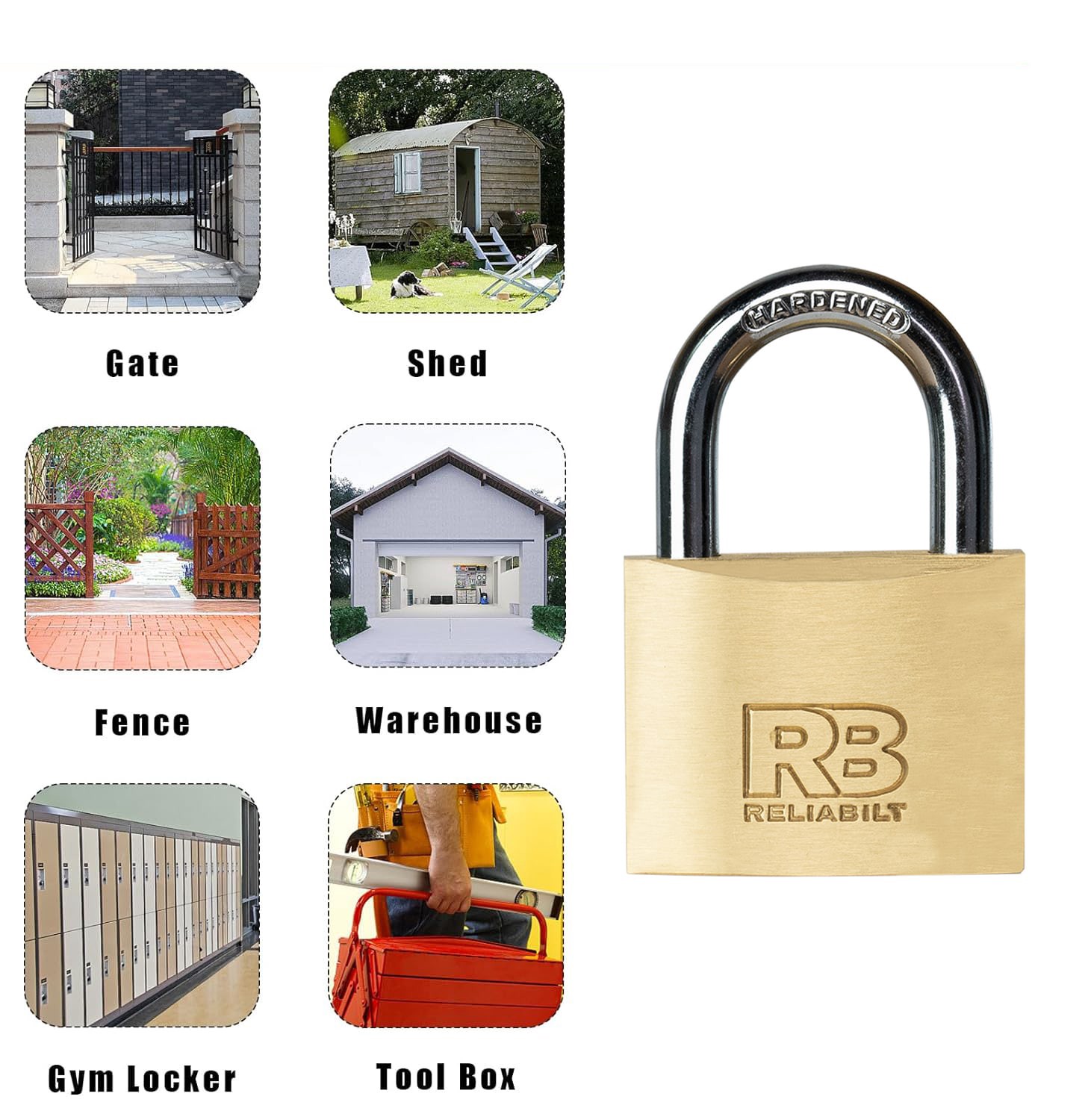 slide 2 of 6, RELIABILT Keyed Padlock, 1-9/16-in Wide x 7/8-in Shackle Keyed Alike (3-Pack), 1 ct