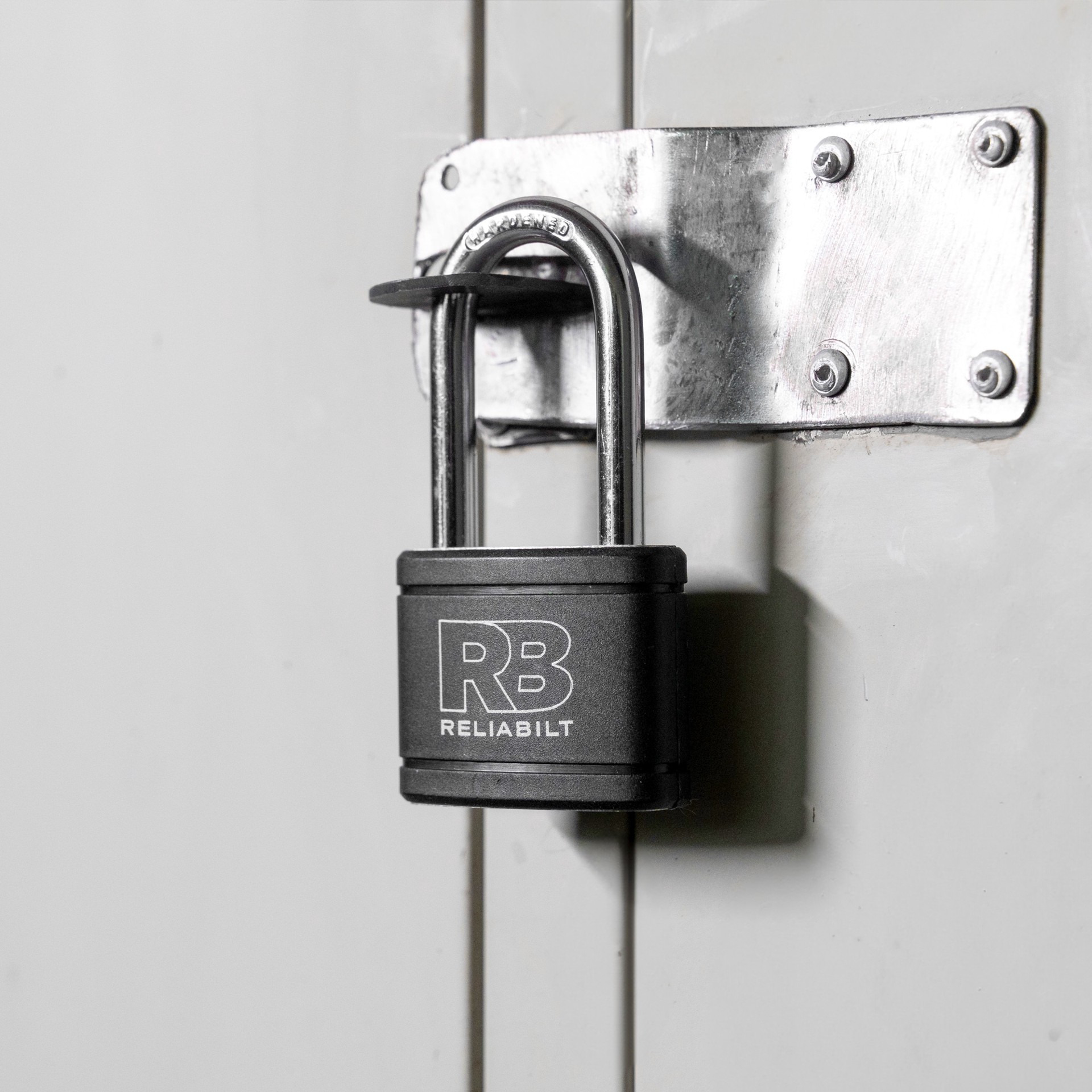 slide 3 of 6, RELIABILT Keyed Padlock, 1-5/8-in Wide x 1-1/2-in Shackle Keyed Different, 1 ct