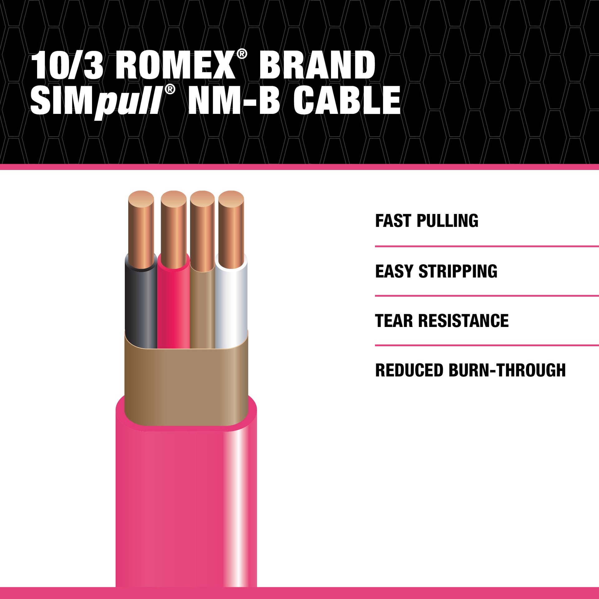 slide 3 of 6, Southwire 25-ft 10 / 3 / Romex SIMpull Solid Indoor CU NM-B W/G Individual pack ( By-the-roll ), 1 ct