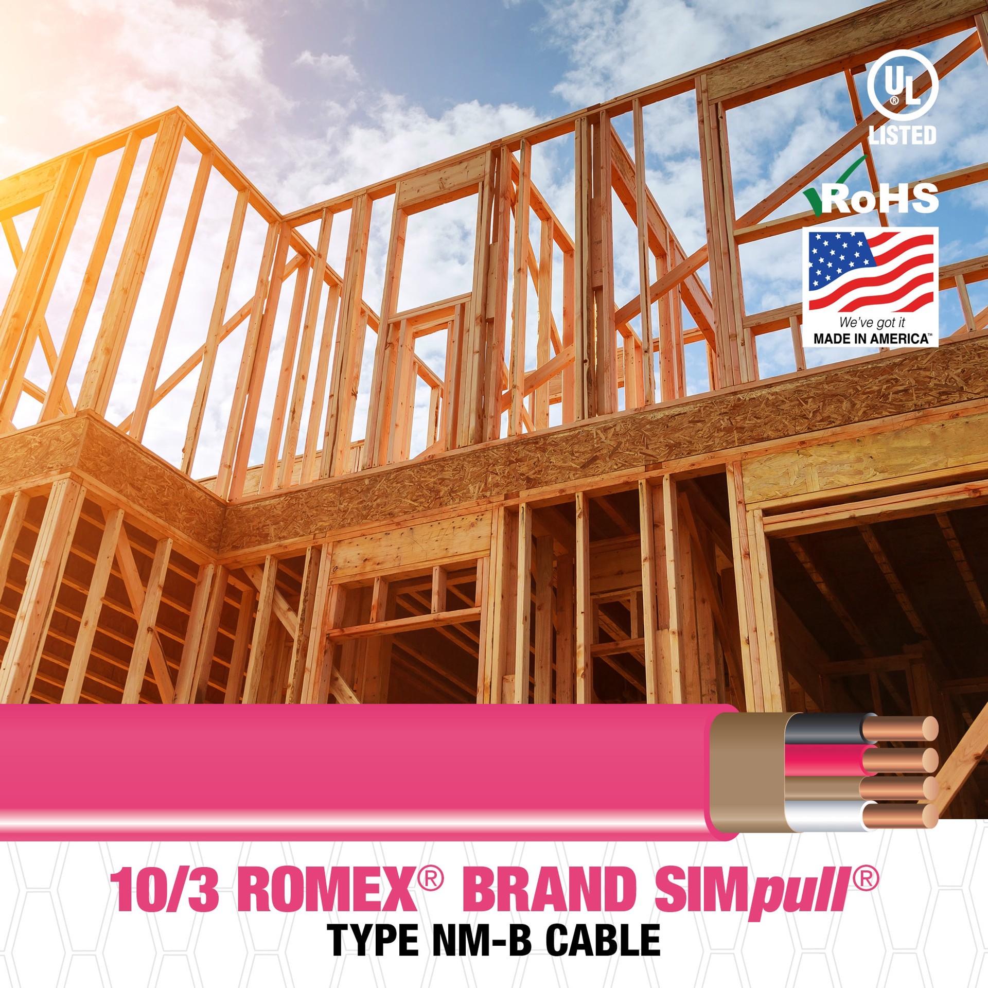 slide 6 of 6, Southwire 25-ft 10 / 3 / Romex SIMpull Solid Indoor CU NM-B W/G Individual pack ( By-the-roll ), 1 ct