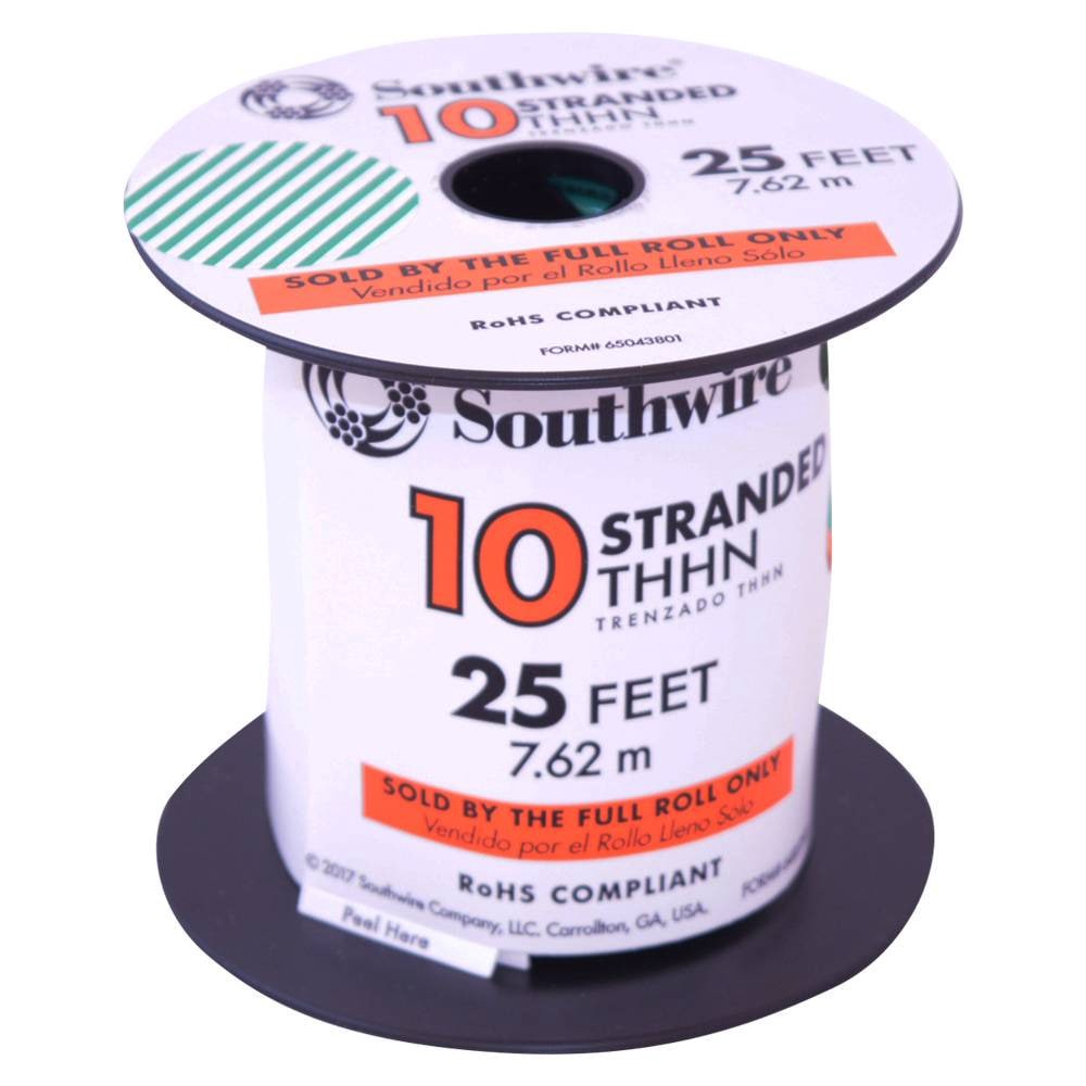 slide 1 of 5, Southwire SIMpull 25-ft 10 -AWG Green Stranded Copper THHN wire ( By-the-roll ), 1 ct