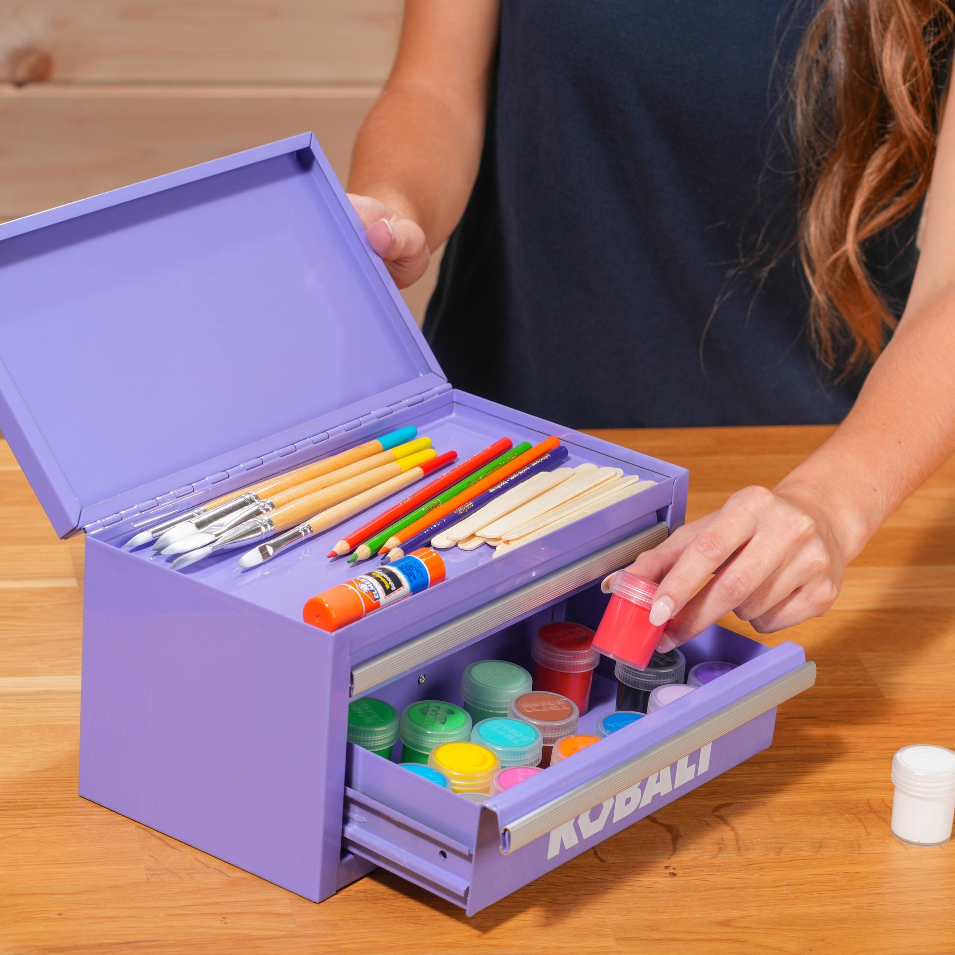 slide 4 of 6, Kobalt Portable Mini Toolbox 10.83-in W x 5.91-in H x 5.91-in D 2 -Drawer Lavender Steel Tool Box, 1 ct