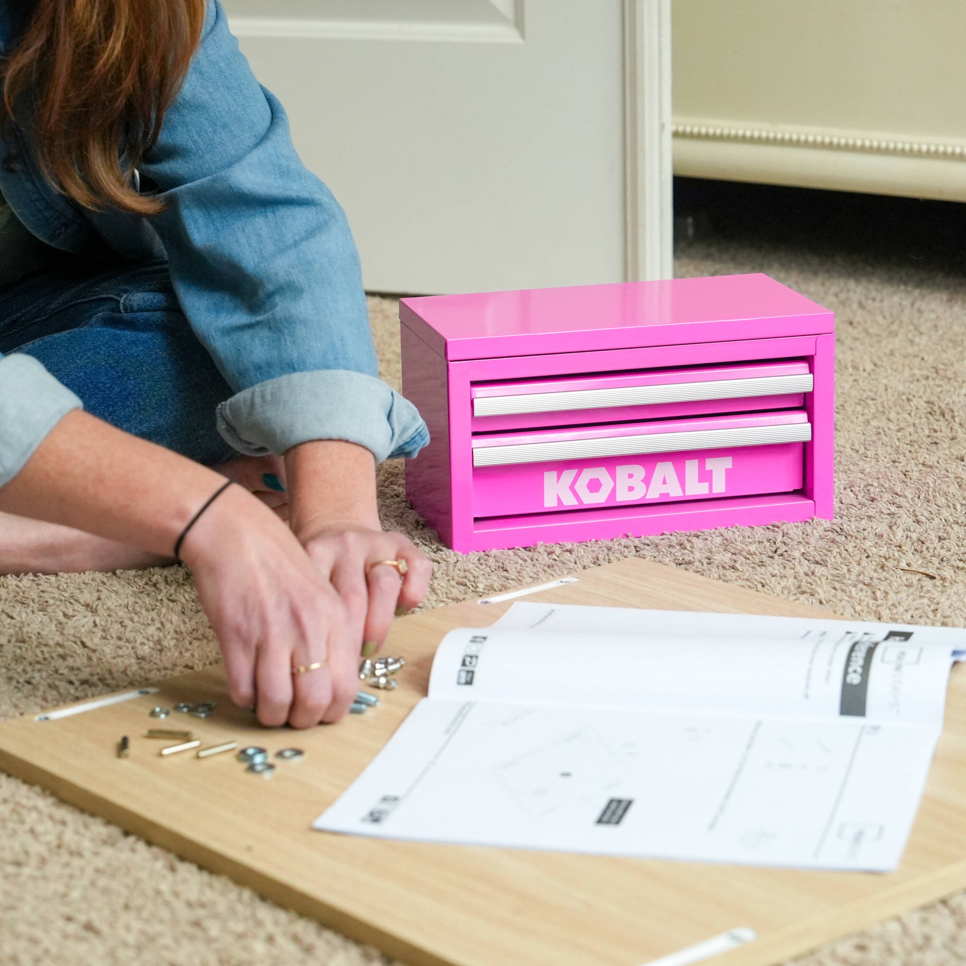 slide 6 of 6, Kobalt Portable Mini Toolbox 10.83-in W x 5.91-in H x 5.91-in D 2 -Drawer Hot Pink Steel Tool Box, 1 ct
