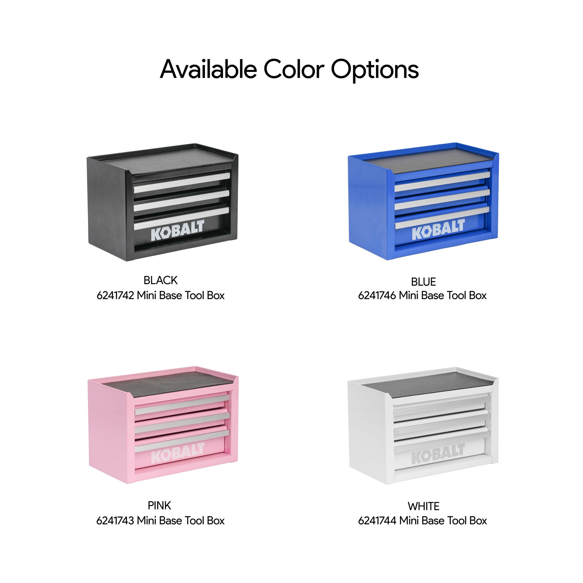 slide 5 of 6, Kobalt Portable Mini Base Toolbox 11-in W x 7.36-in H x 6.22-in D 3 -Drawer White Steel Tool Box, 1 ct