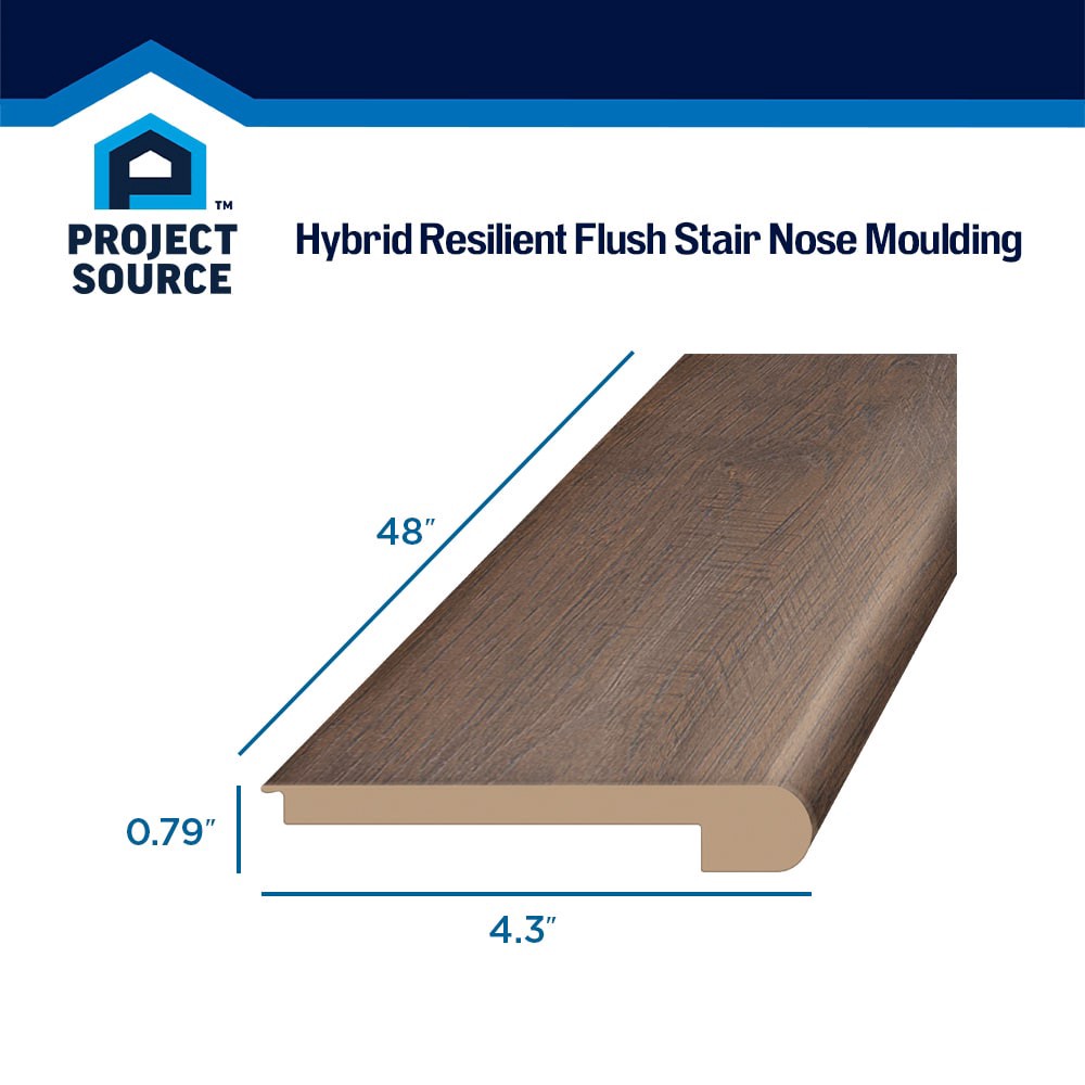 slide 3 of 5, Project Source Rocky 9/16-in T x 4-1/4-in W x 48-in L Painted Laminate wood Stair Nosing Floor Moulding Trim, 1 ct
