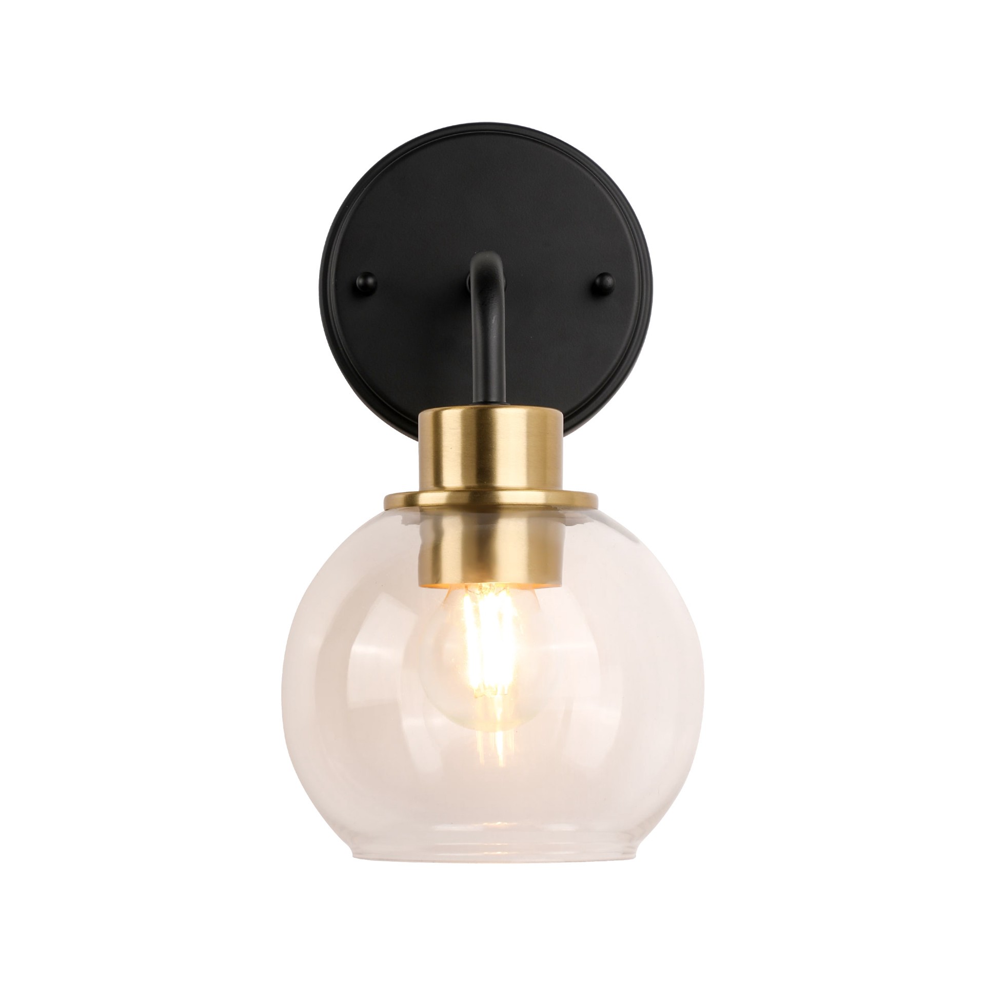 slide 4 of 6, allen + roth Torrington 5.75-in 1 -Light Matte Black Transitional Vanity light, 1 ct