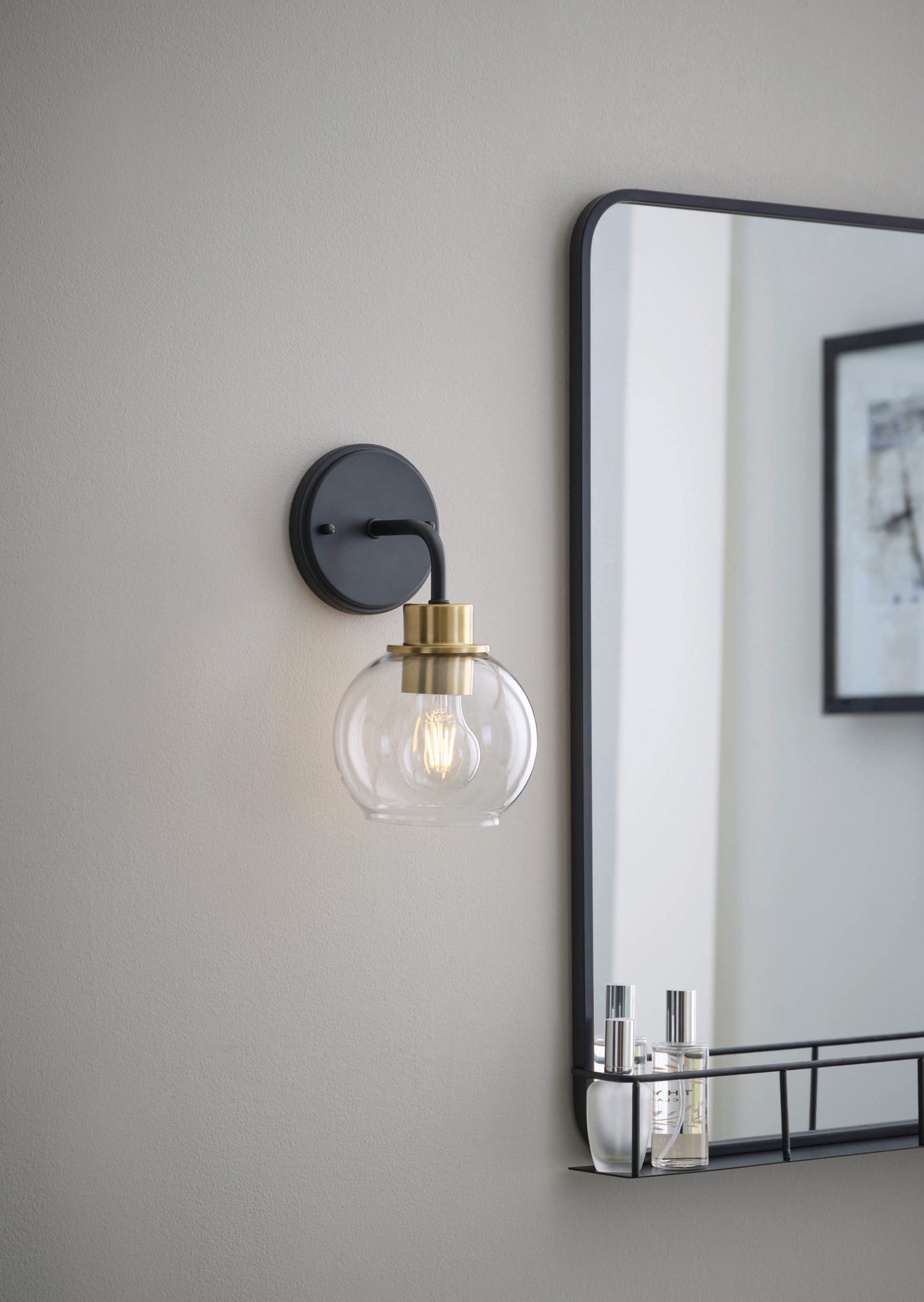 slide 1 of 6, allen + roth Torrington 5.75-in 1 -Light Matte Black Transitional Vanity light, 1 ct