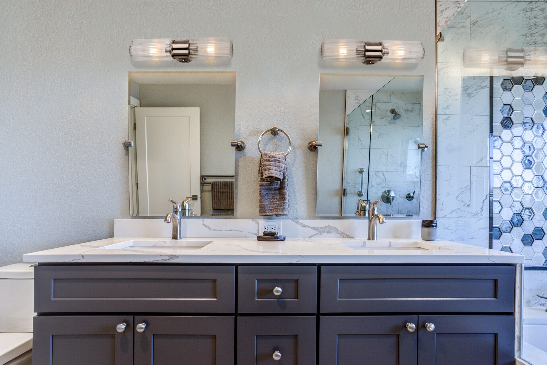 slide 5 of 6, allen + roth Largo 5.5-in 2 -Light Brushed Nickel Modern/contemporary Vanity light, 1 ct