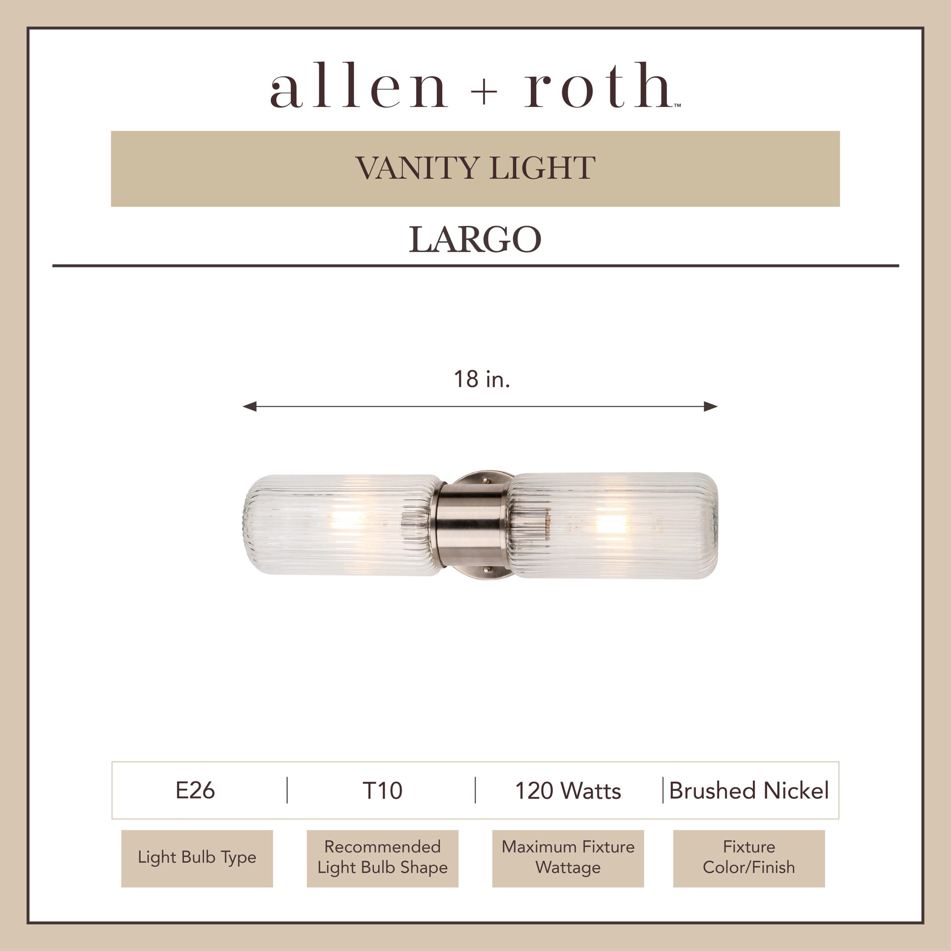 slide 3 of 6, allen + roth Largo 5.5-in 2 -Light Brushed Nickel Modern/contemporary Vanity light, 1 ct