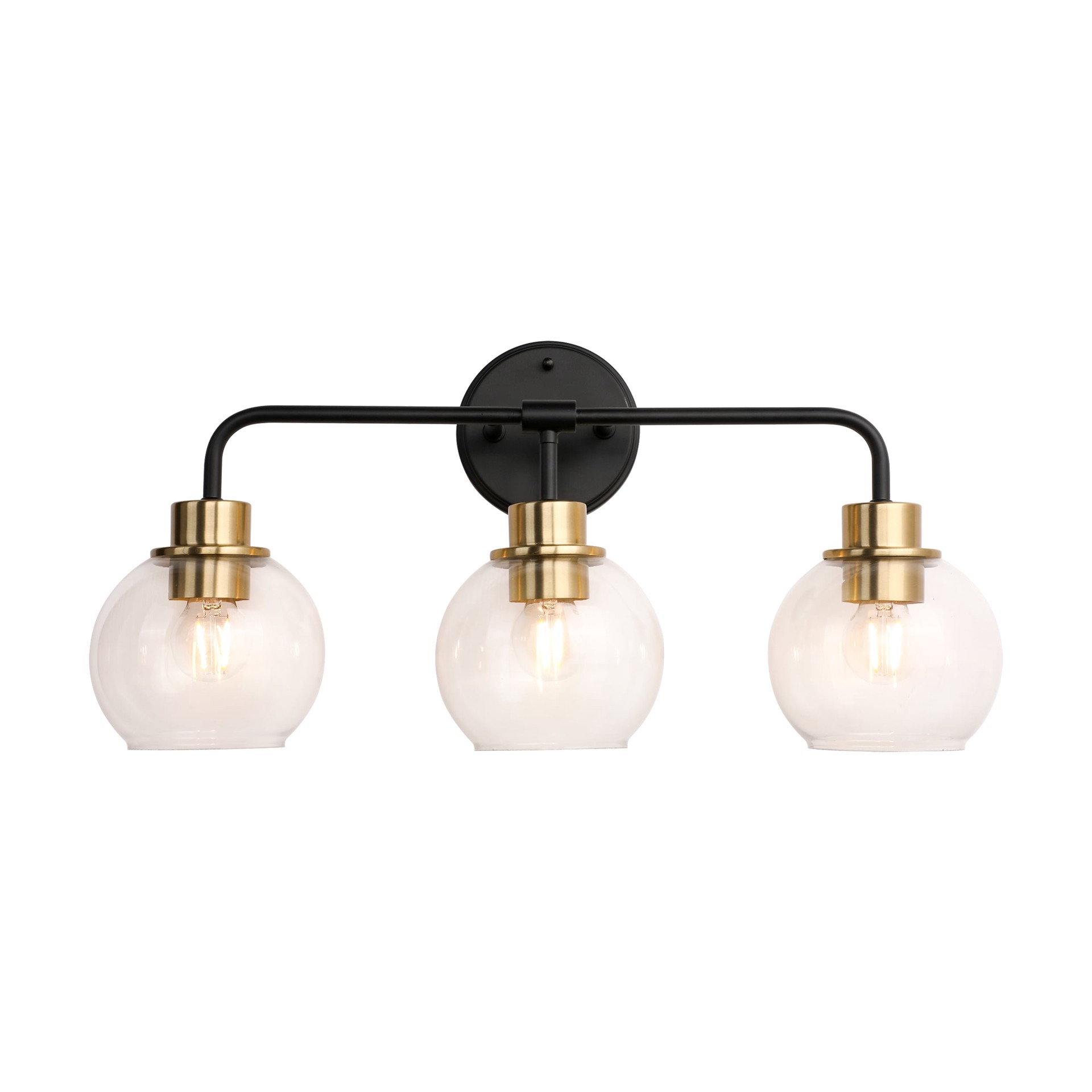 slide 4 of 6, allen + roth Torrington 22.75-in 3 -Light Matte Black Transitional Vanity light, 1 ct