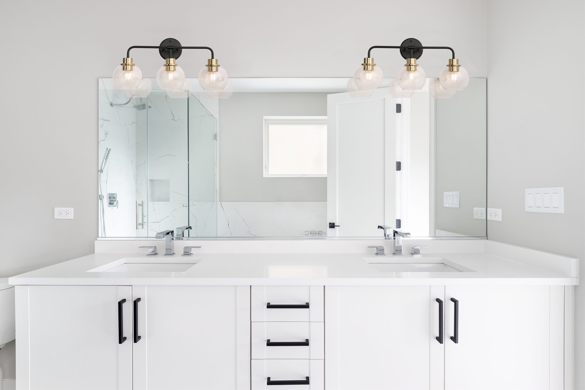 slide 5 of 6, allen + roth Torrington 22.75-in 3 -Light Matte Black Transitional Vanity light, 1 ct