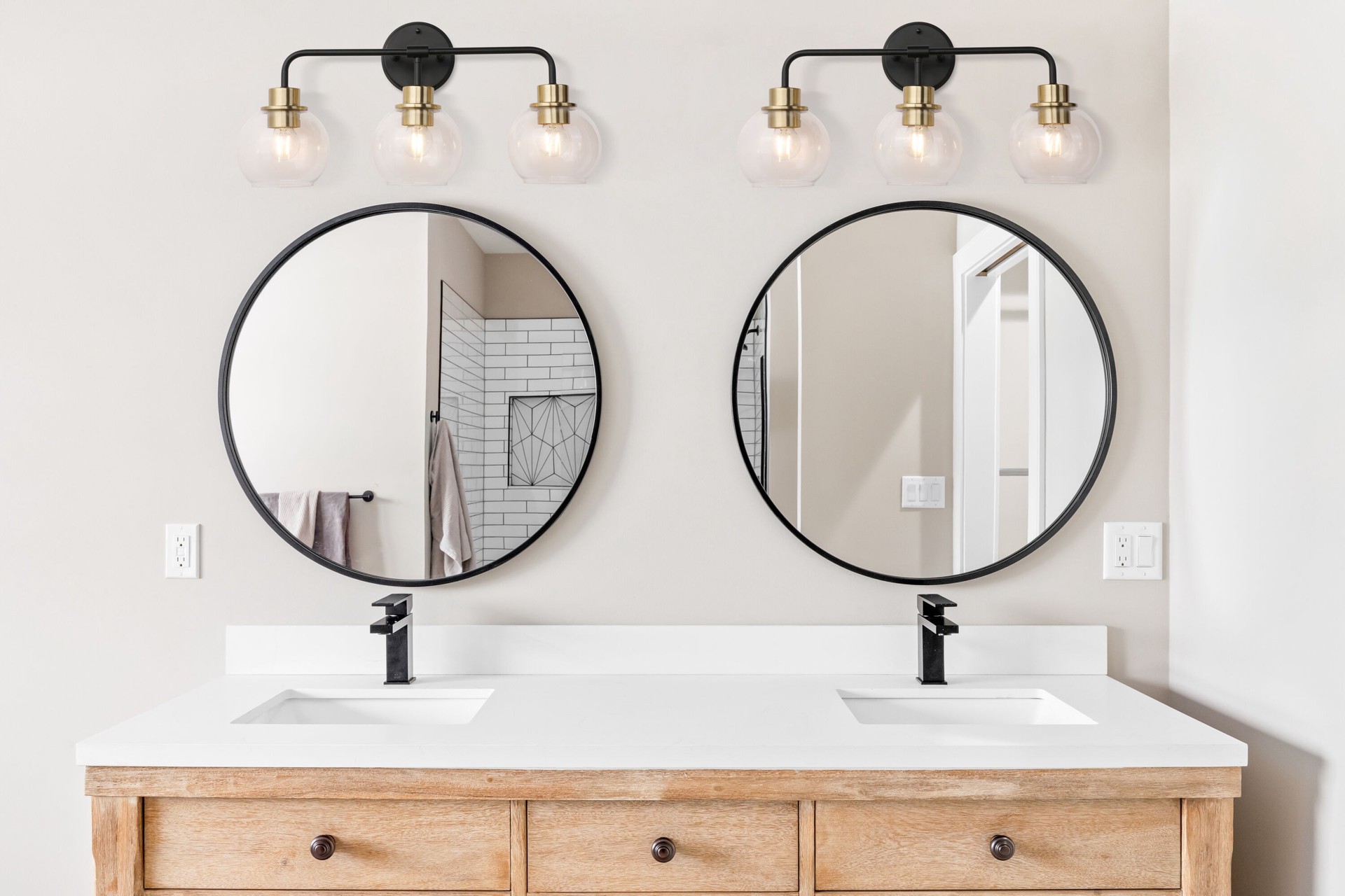 slide 6 of 6, allen + roth Torrington 22.75-in 3 -Light Matte Black Transitional Vanity light, 1 ct