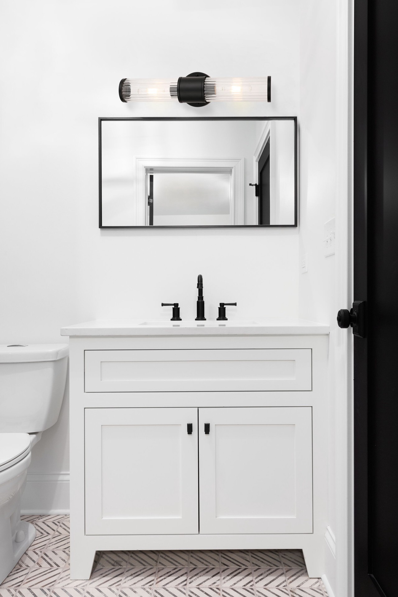 slide 5 of 6, allen + roth Modesto 5-in 2 -Light Matte Black Modern/contemporary Vanity light, 1 ct