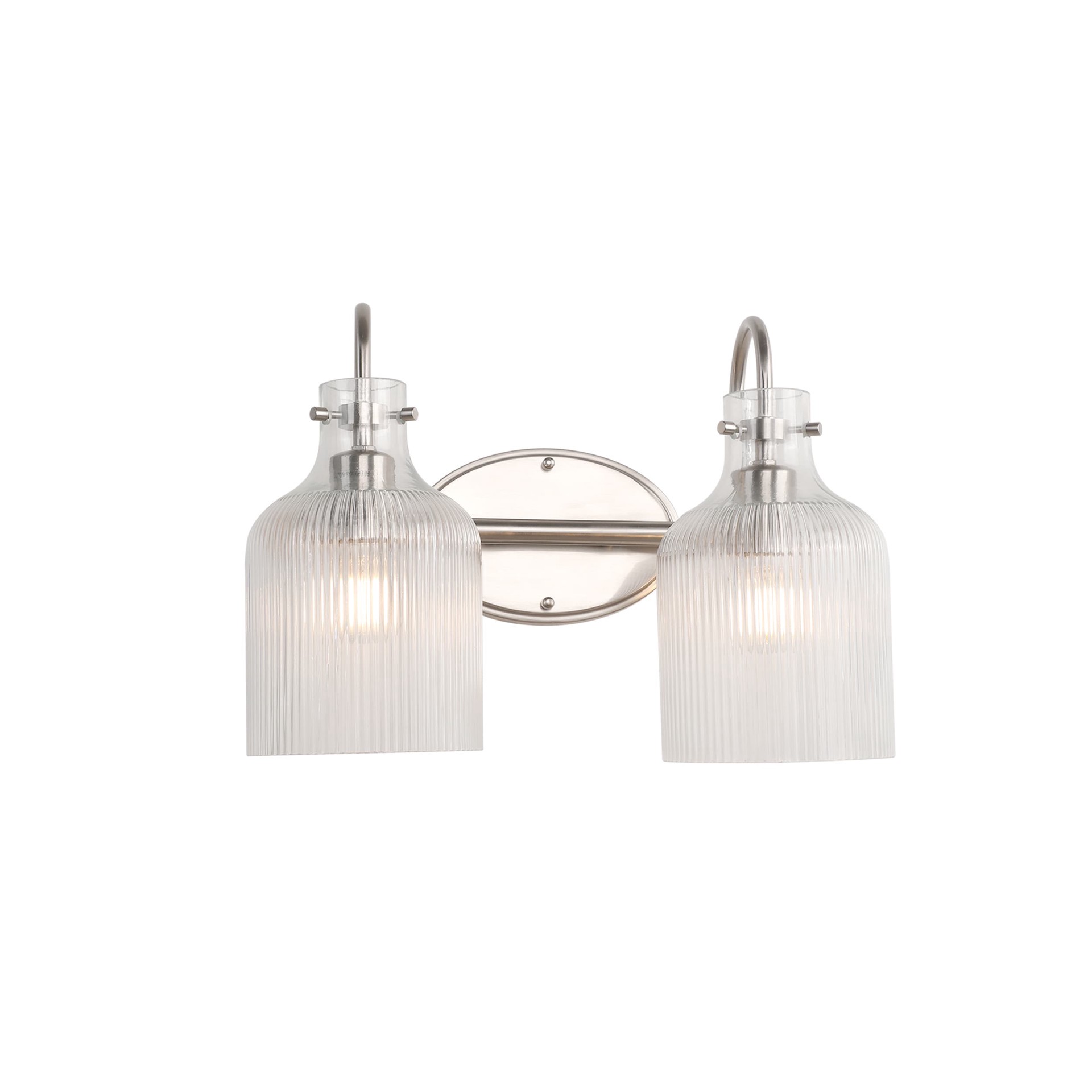 slide 4 of 6, allen + roth Littleton 14.87-in 2 -Light Brushed Nickel Traditional Vanity light, 1 ct