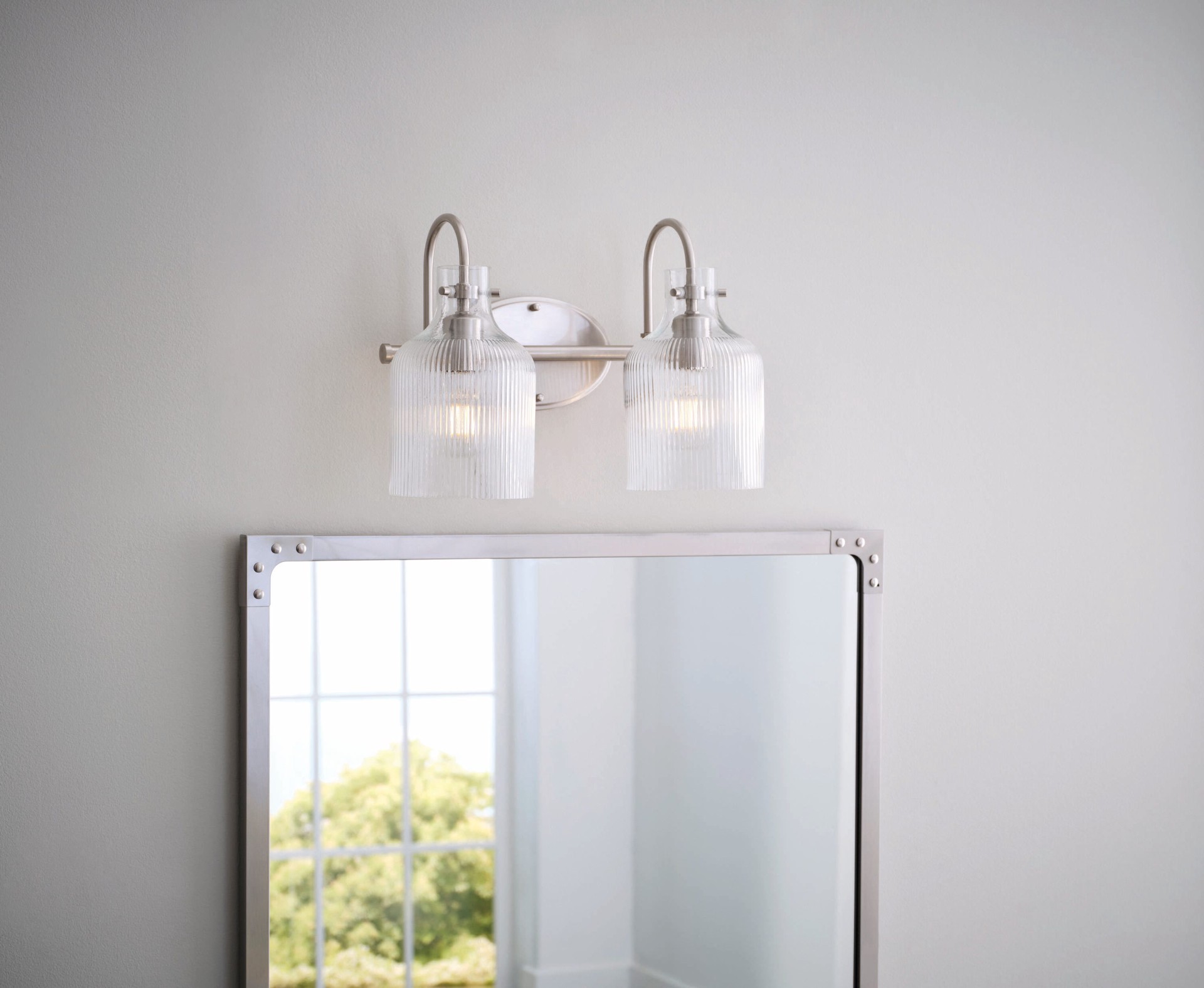 slide 1 of 6, allen + roth Littleton 14.87-in 2 -Light Brushed Nickel Traditional Vanity light, 1 ct