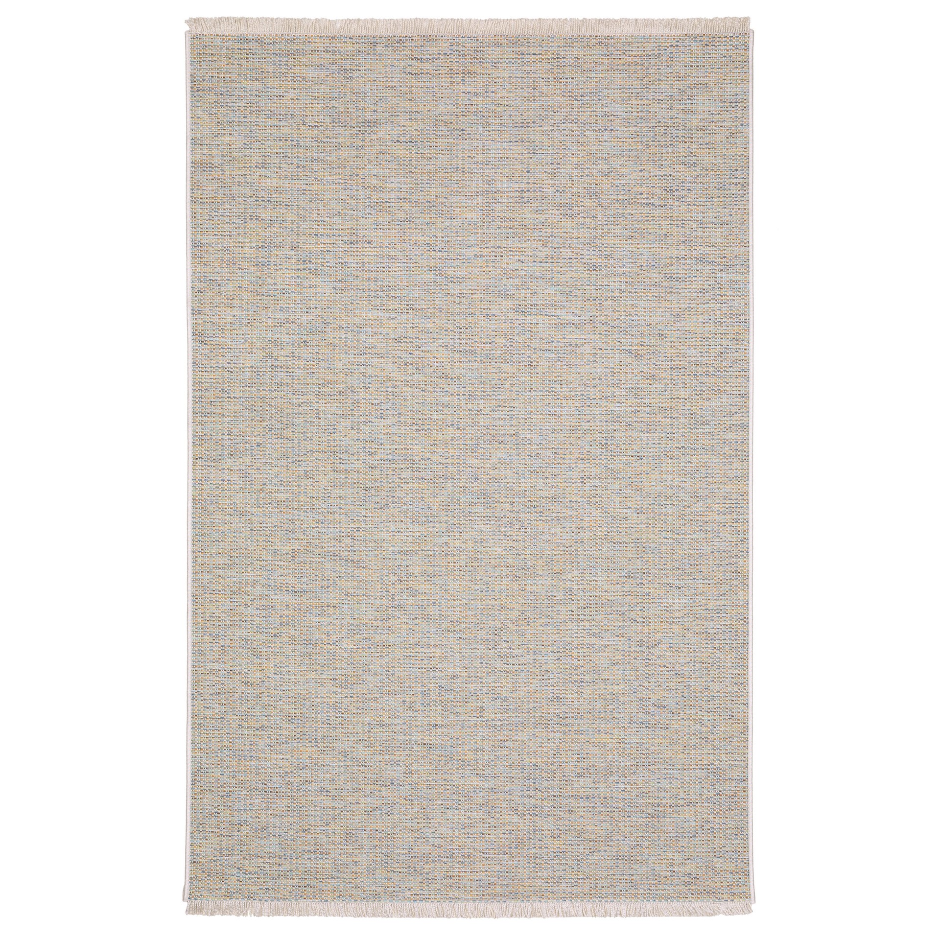 slide 2 of 6, allen + roth with STAINMASTER Azure Blaze 5 x 8 (ft) Flatweave Multicolor Rectangular Indoor/Outdoor Solid Bohemian/Eclectic Pet Friendly Area rug, 1 ct