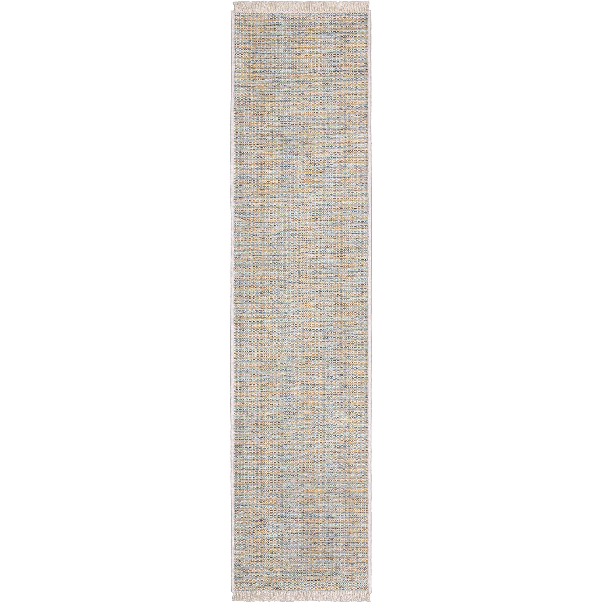 slide 2 of 6, allen + roth with STAINMASTER Azure Blaze 2 x 8 (ft) Loomed Multicolor Rectangular Indoor/Outdoor Solid Bohemian/Eclectic Pet Friendly Runner rug, 1 ct