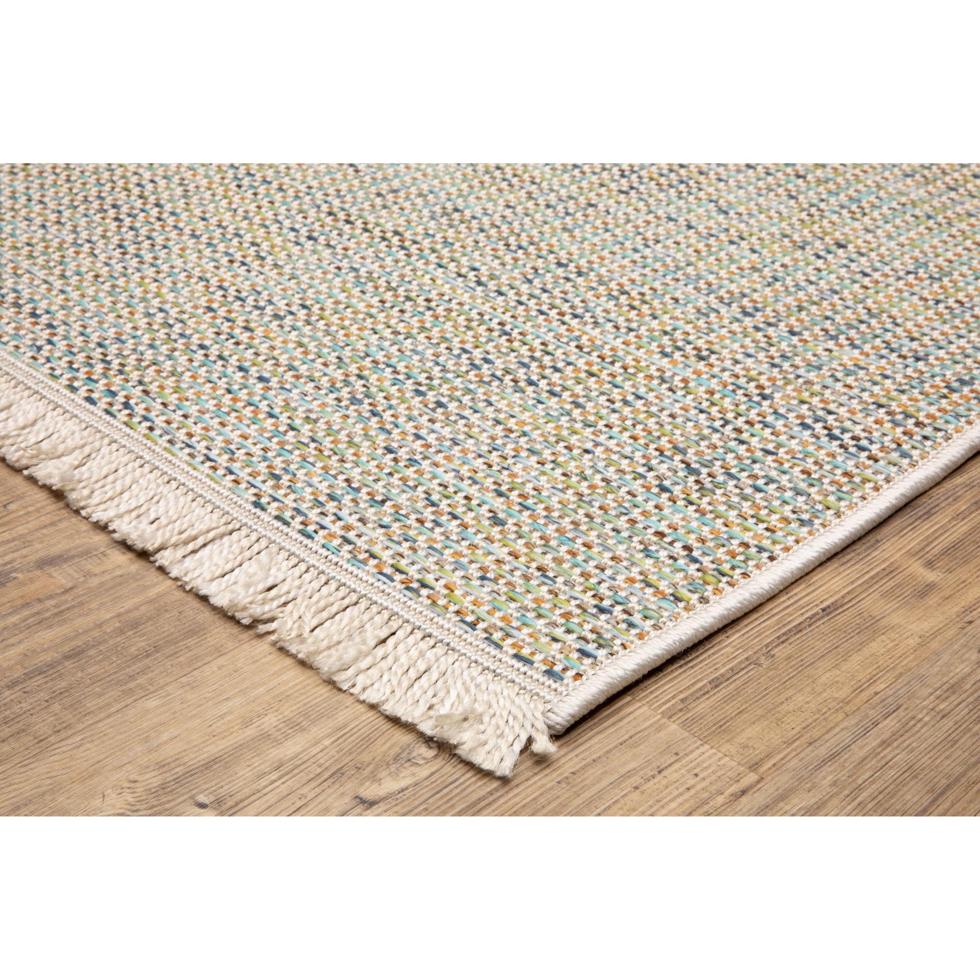slide 3 of 6, allen + roth with STAINMASTER Azure Blaze 2 x 8 (ft) Loomed Multicolor Rectangular Indoor/Outdoor Solid Bohemian/Eclectic Pet Friendly Runner rug, 1 ct