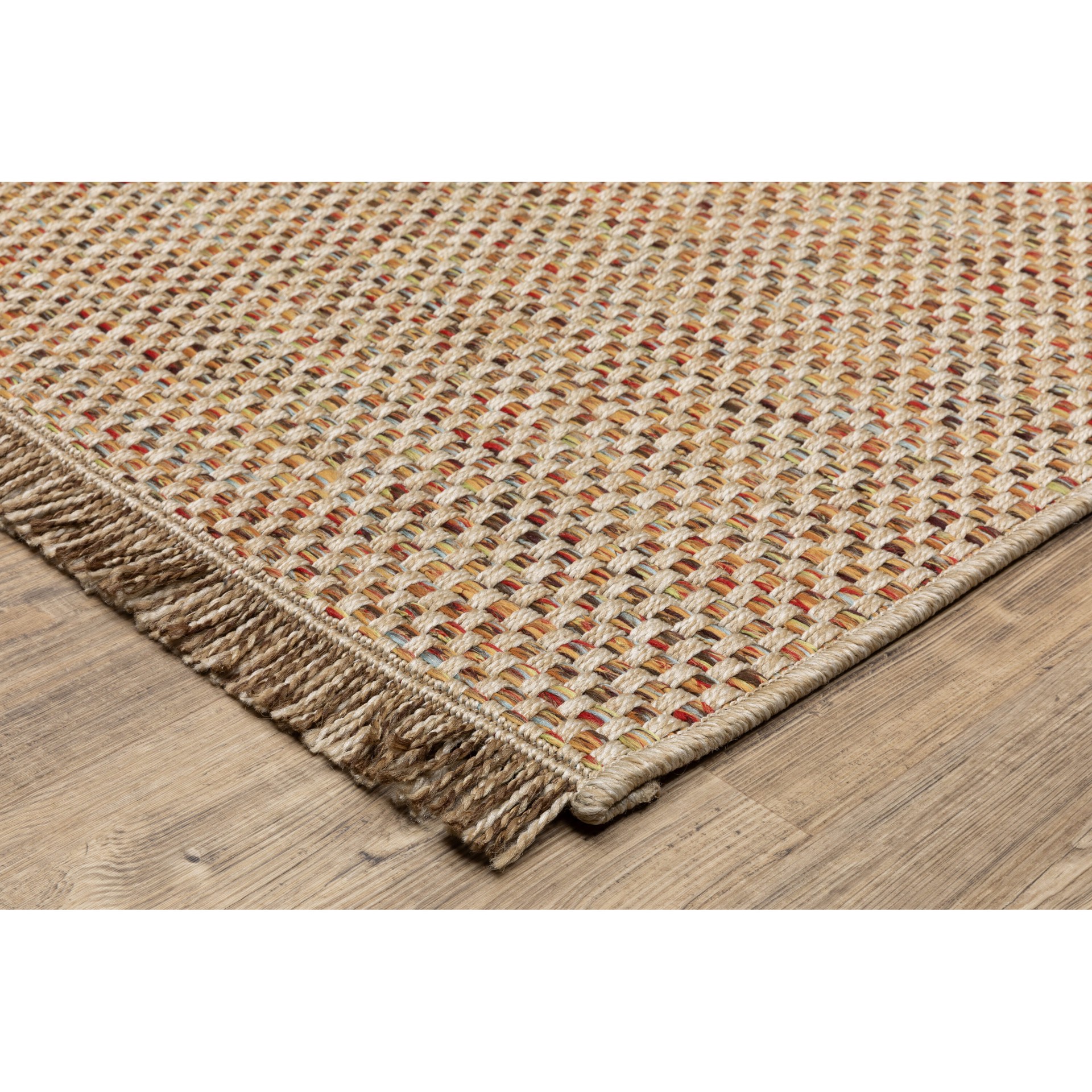 slide 3 of 6, allen + roth with STAINMASTER Crimson Treasure 2 x 3 (ft) Flatweave Multicolor Rectangular Indoor/Outdoor Solid Bohemian/Eclectic Pet Friendly Throw rug, 1 ct