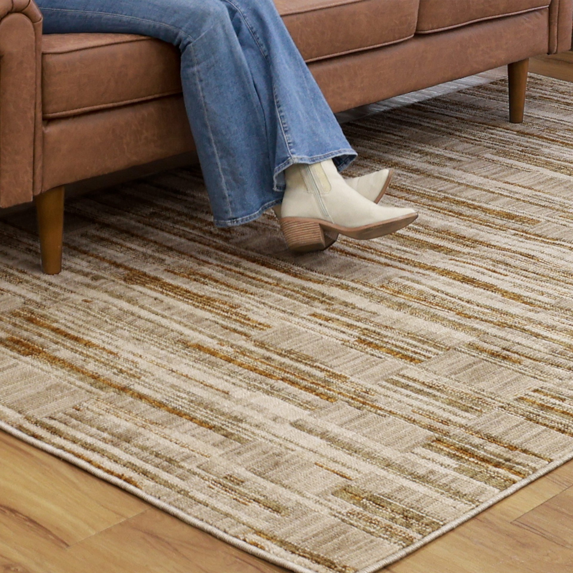 slide 3 of 6, allen + roth Hidden Embers 5 x 8 (ft) Loomed Brown Rectangular Indoor Pet Friendly Area rug, 1 ct