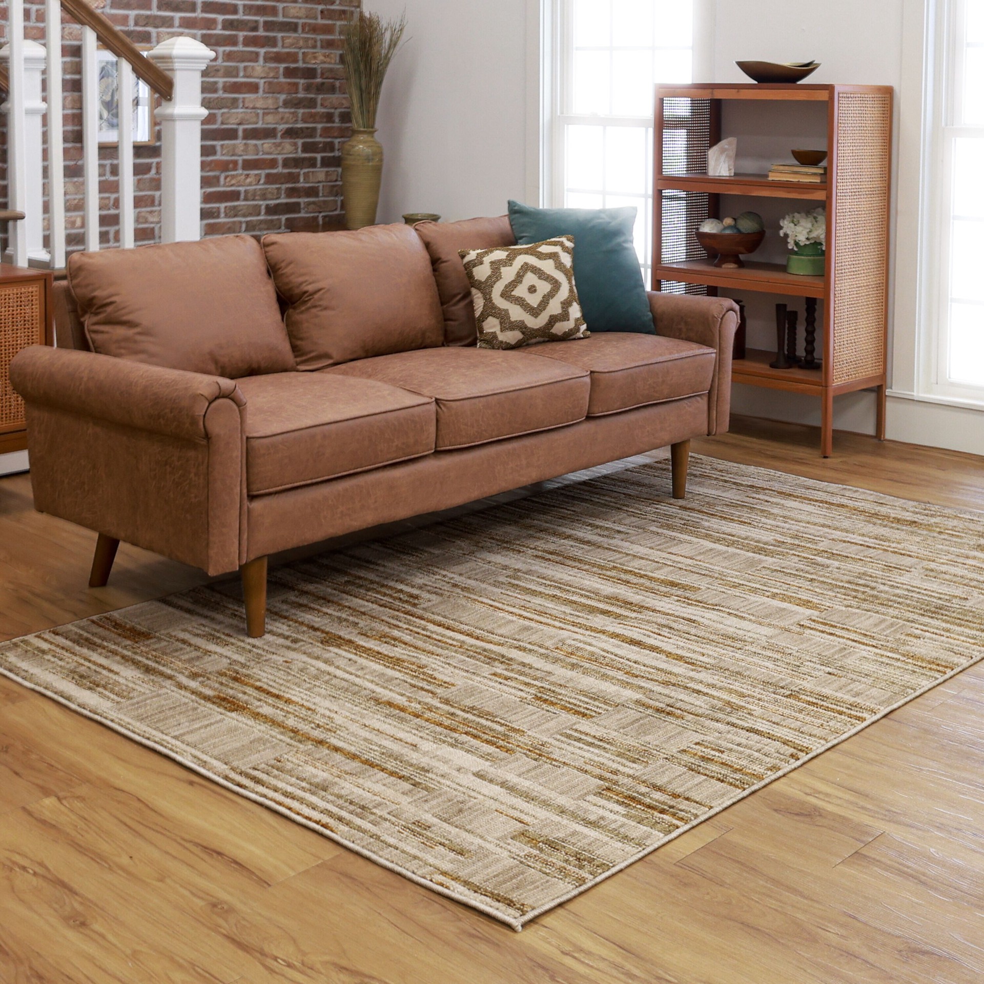 slide 5 of 6, allen + roth Hidden Embers 5 x 8 (ft) Loomed Brown Rectangular Indoor Pet Friendly Area rug, 1 ct