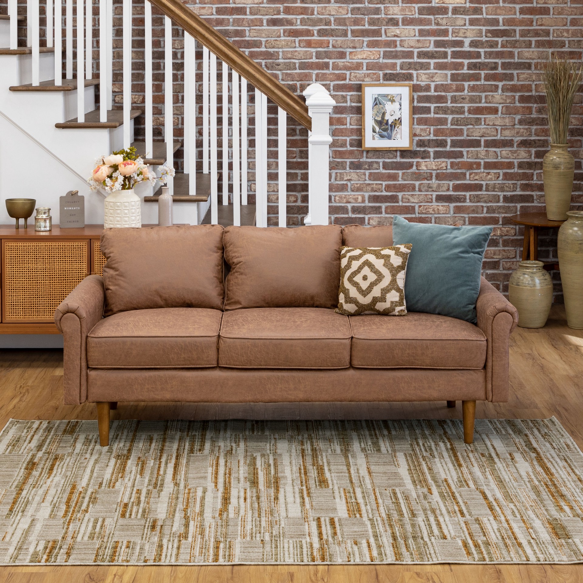 slide 1 of 6, allen + roth Hidden Embers 5 x 8 (ft) Loomed Brown Rectangular Indoor Pet Friendly Area rug, 1 ct