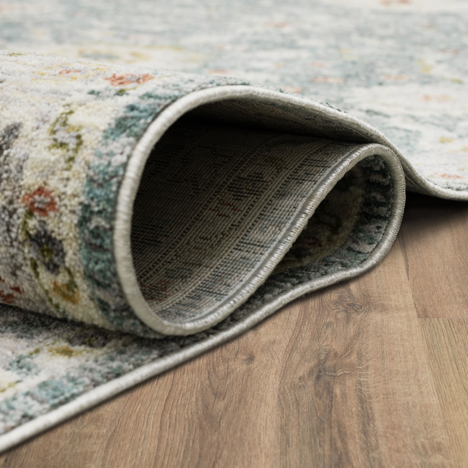 slide 4 of 6, allen + roth with STAINMASTER Sapphire Petals 5 x 8 (ft) Loomed Blue Rectangular Indoor Pet Friendly Area rug, 1 ct