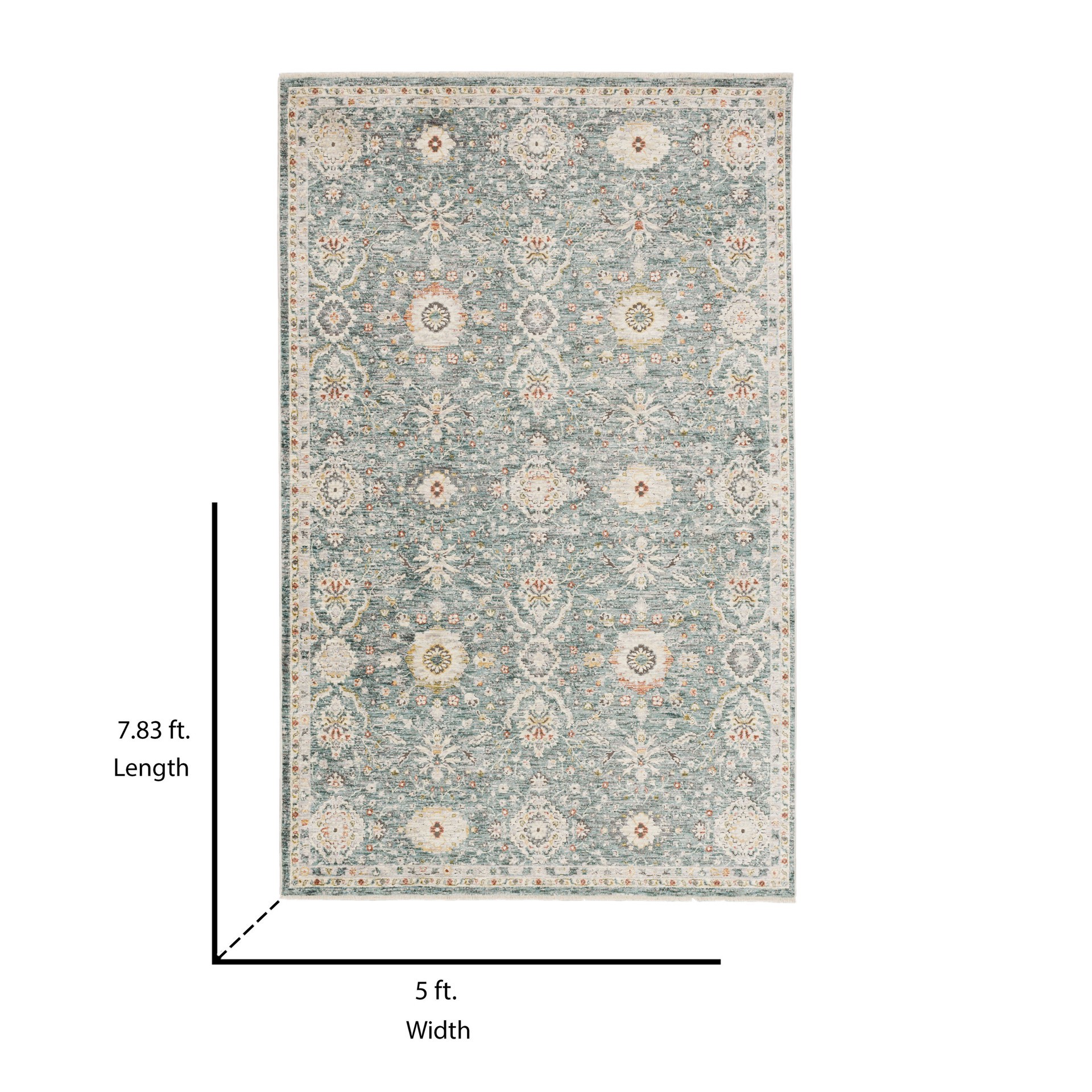 slide 5 of 6, allen + roth with STAINMASTER Sapphire Petals 5 x 8 (ft) Loomed Blue Rectangular Indoor Pet Friendly Area rug, 1 ct