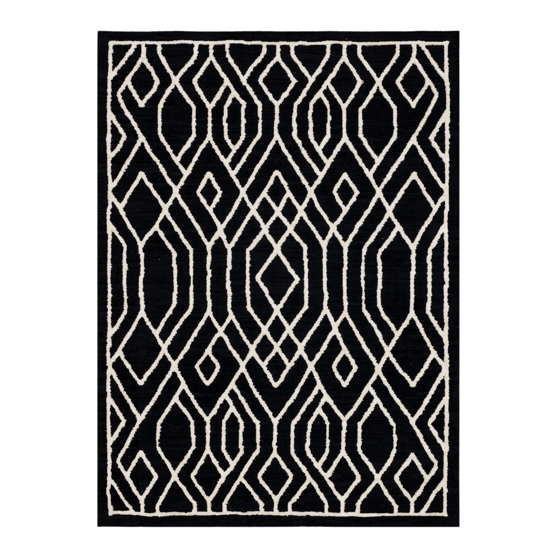 slide 2 of 6, allen + roth Dark Exuberance 5 x 7 (ft) Loomed Black and white Rectangular Indoor Pet Friendly Area rug, 1 ct