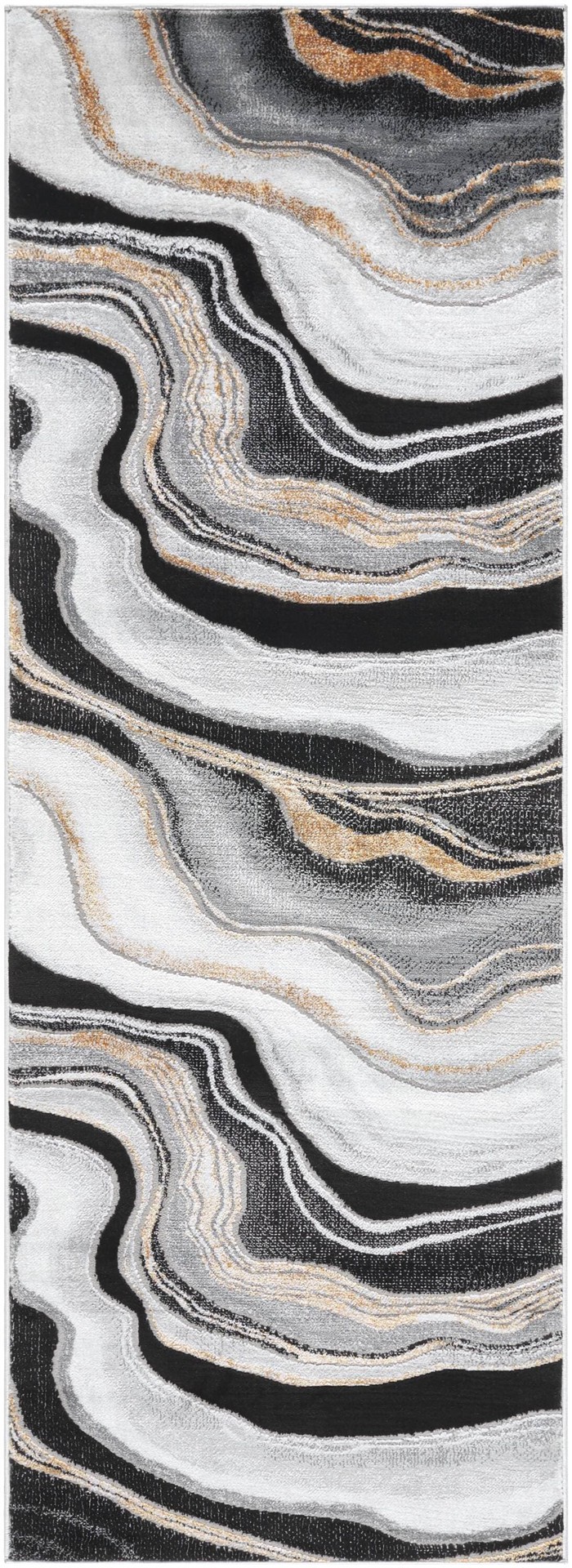 slide 2 of 6, Origin 21 Endless Space 2 x 8 (ft) Loomed Polyester/Polypropylene Onyx Rectangular Indoor Geode Mid-Century Modern Spot Clean Only Pet Friendly Runner rug, 1 ct