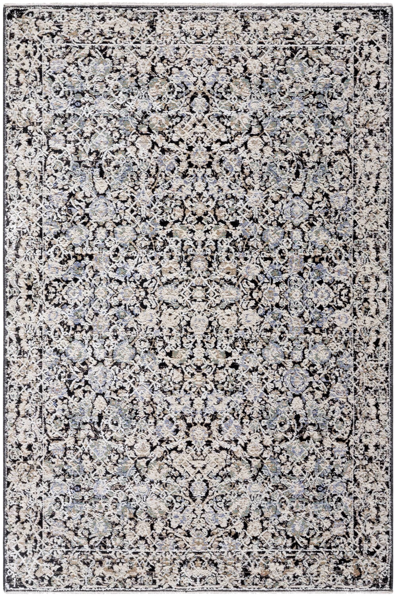 slide 2 of 6, allen + roth Speckled Obsidian 5 x 8 (ft) Loomed Black Rectangular Indoor Medallion Persian Pet Friendly Area rug, 1 ct