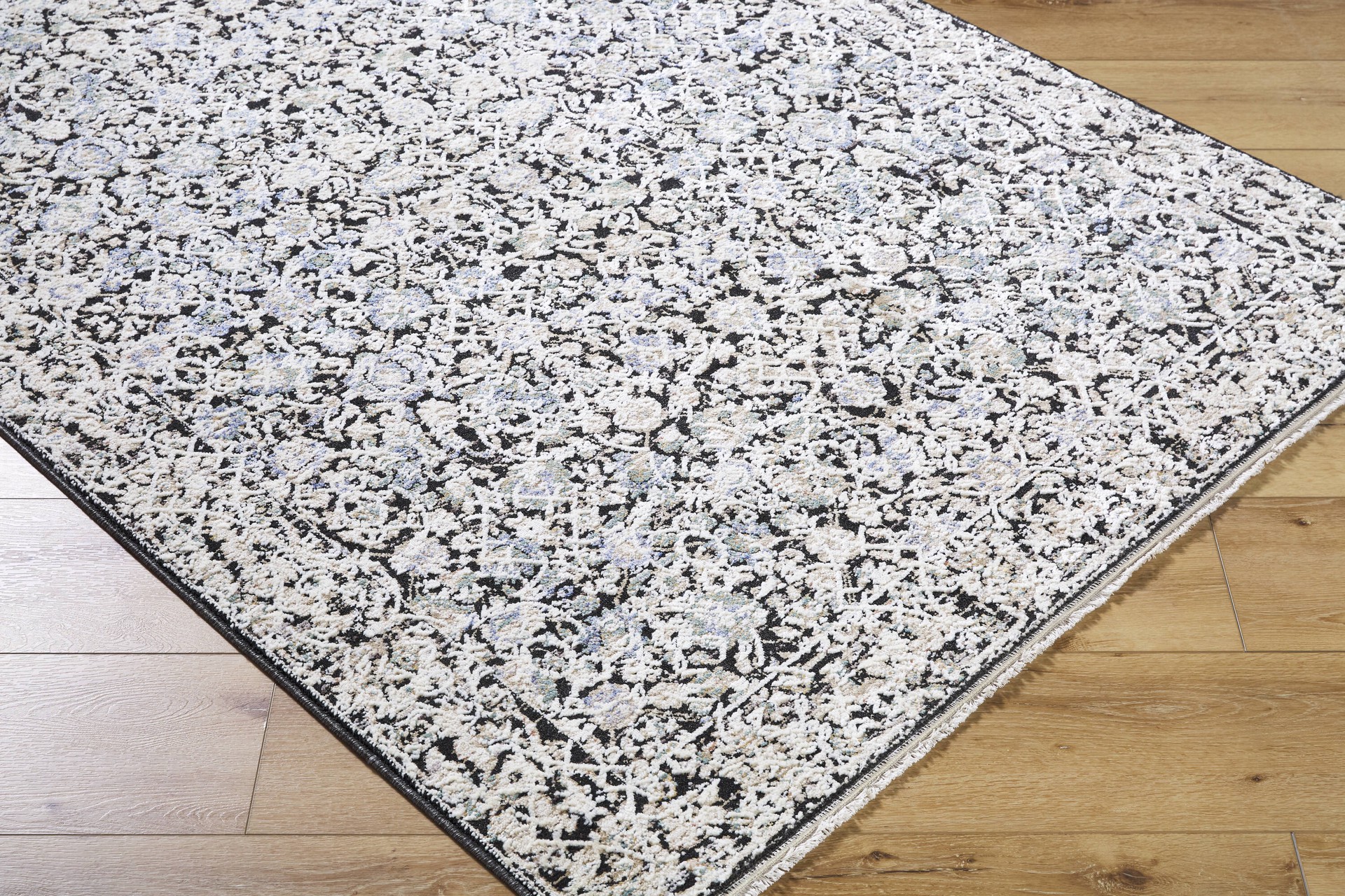 slide 6 of 6, allen + roth Speckled Obsidian 5 x 8 (ft) Loomed Black Rectangular Indoor Medallion Persian Pet Friendly Area rug, 1 ct