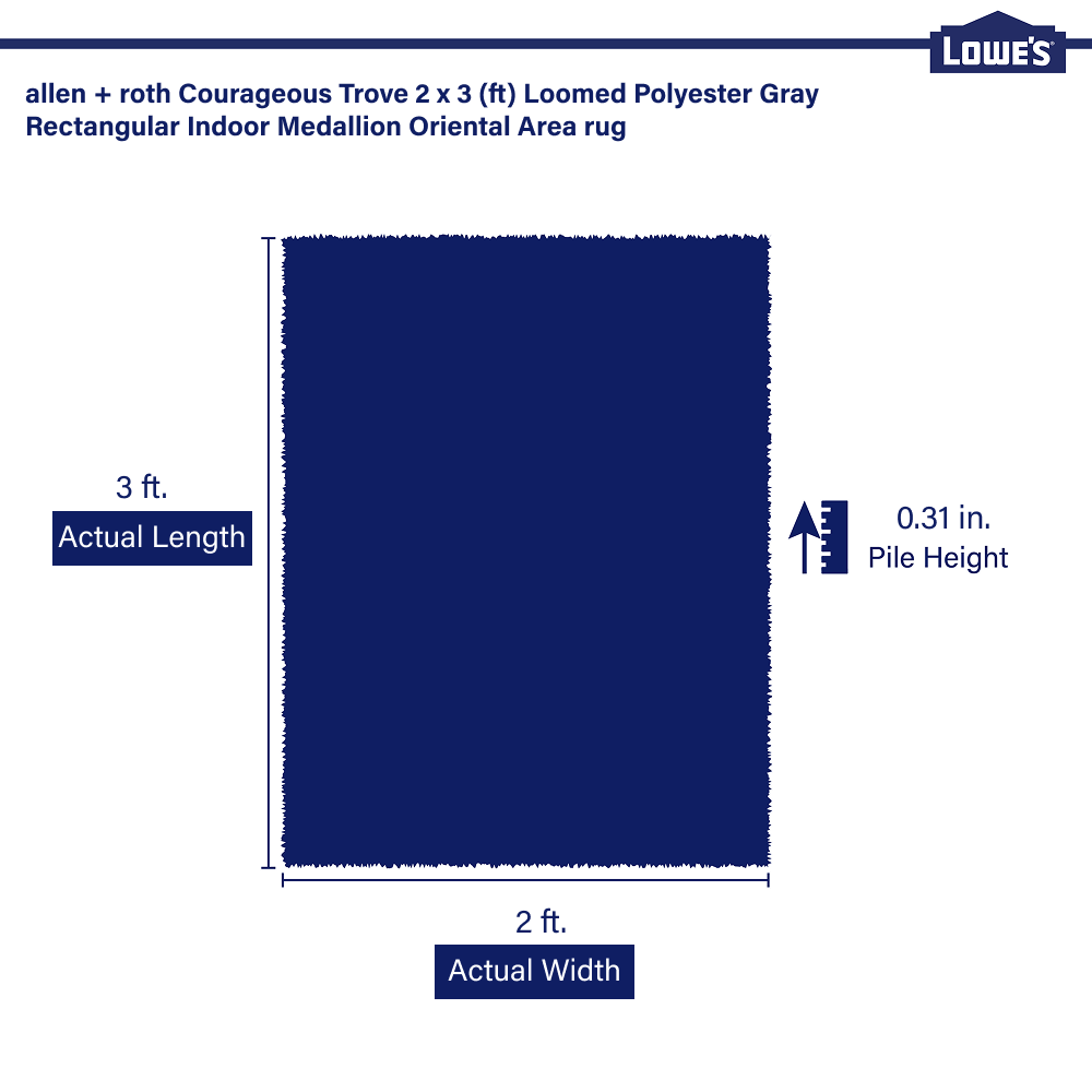 slide 6 of 6, allen + roth Courageous Trove 2 x 3 (ft) Loomed Gray Rectangular Indoor Medallion Oriental Pet Friendly Area rug, 1 ct
