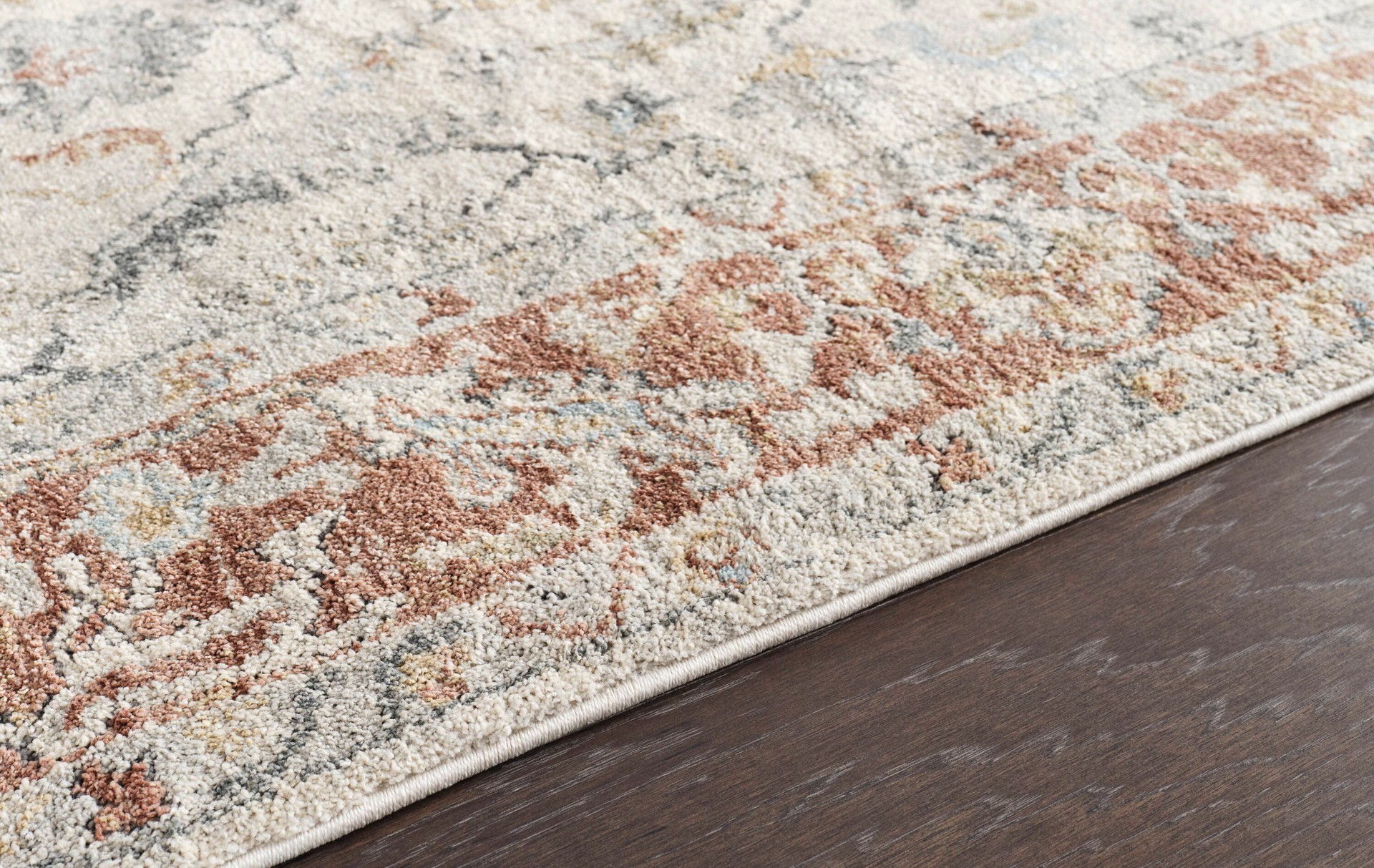 slide 3 of 6, allen + roth with STAINMASTER Himalayan Dream 5 x 8 (ft) Loomed Rust Rectangular Indoor Medallion Oriental Pet Friendly Area rug, 1 ct