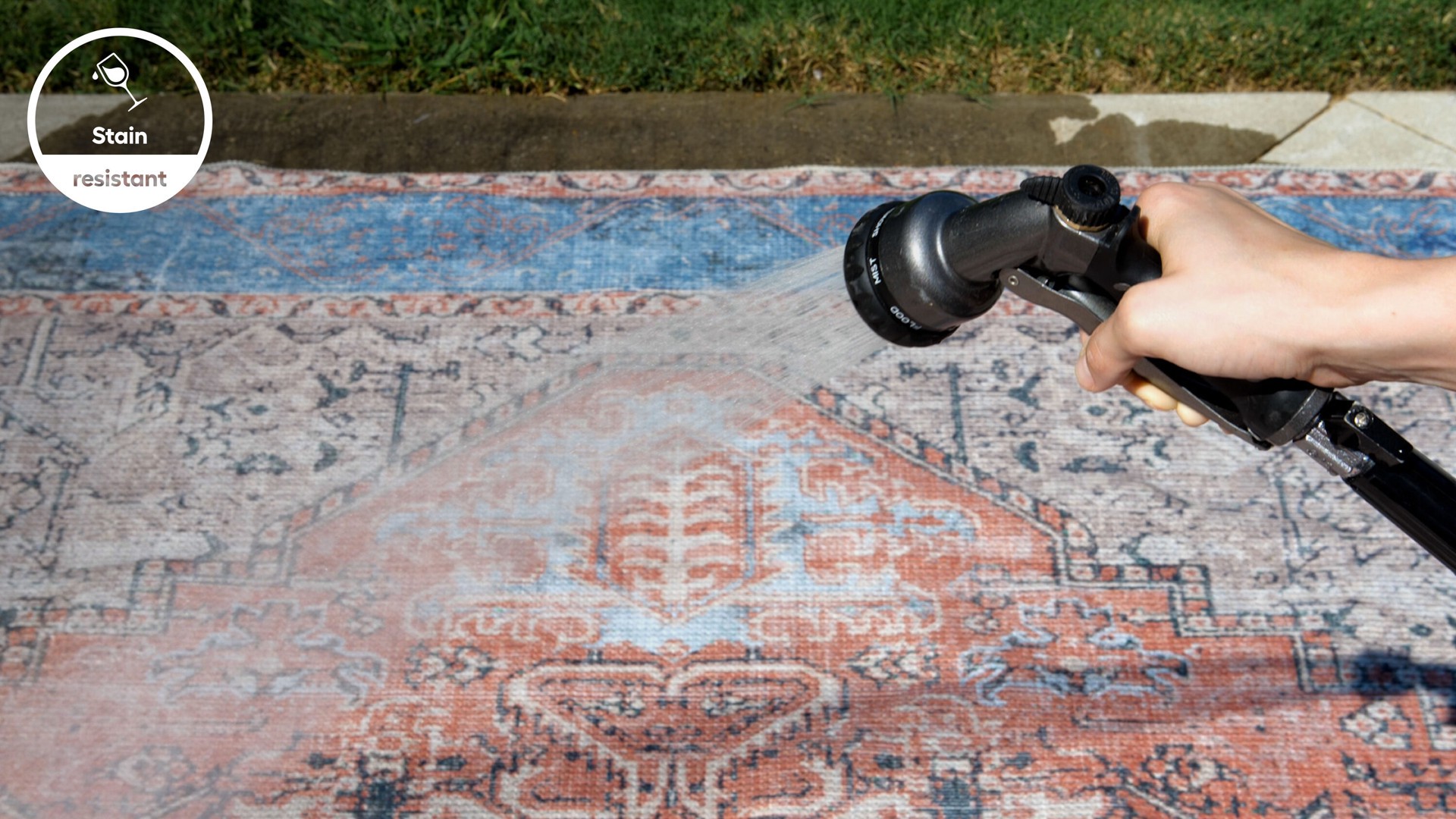 slide 6 of 6, allen + roth with STAINMASTER Himalayan Dream 5 x 8 (ft) Loomed Rust Rectangular Indoor Medallion Oriental Pet Friendly Area rug, 1 ct