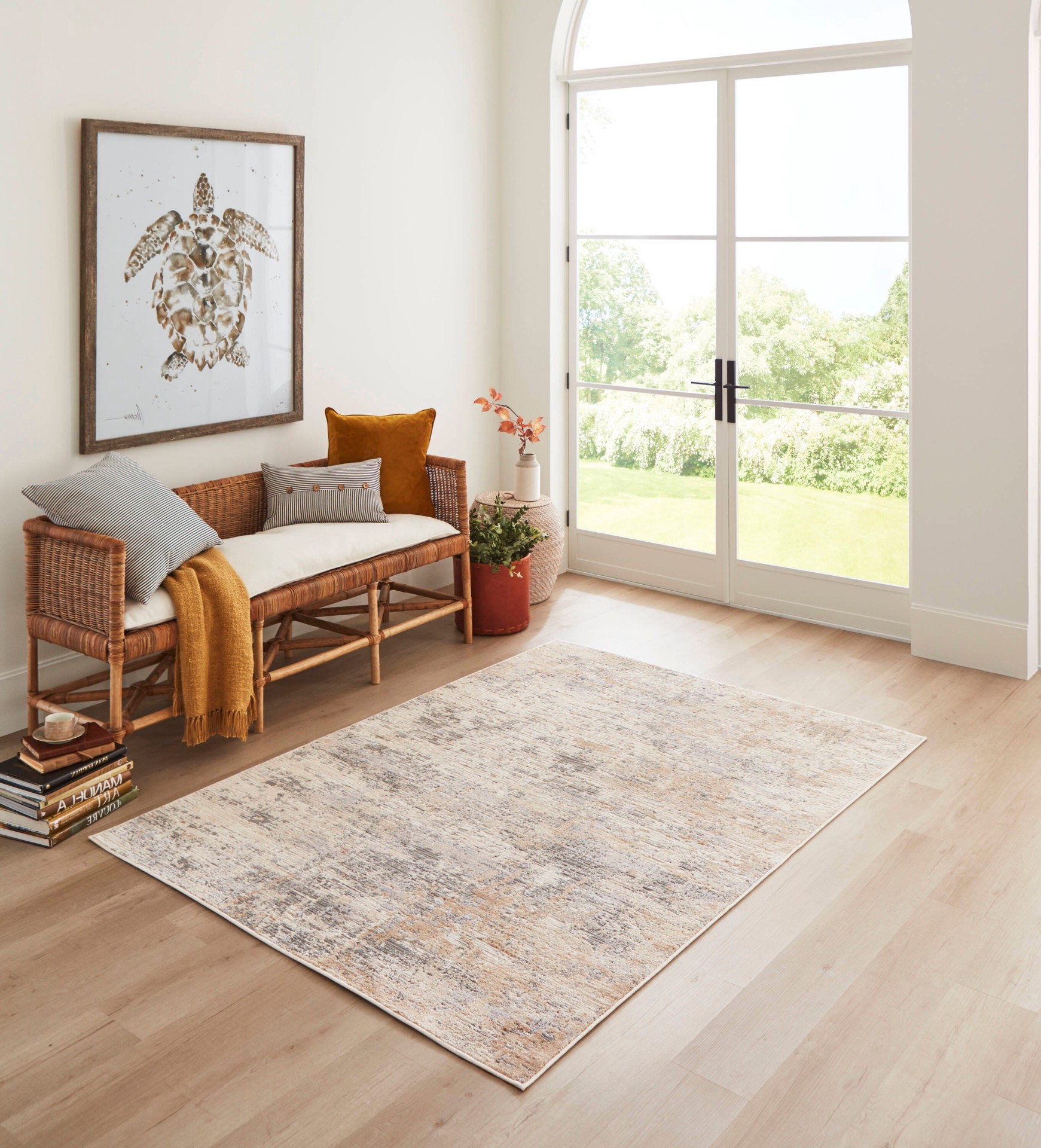 slide 1 of 6, allen + roth Sandstone Speckle 5 x 8 (ft) Loomed Gray Rectangular Indoor Abstract Industrial Pet Friendly Area rug, 1 ct