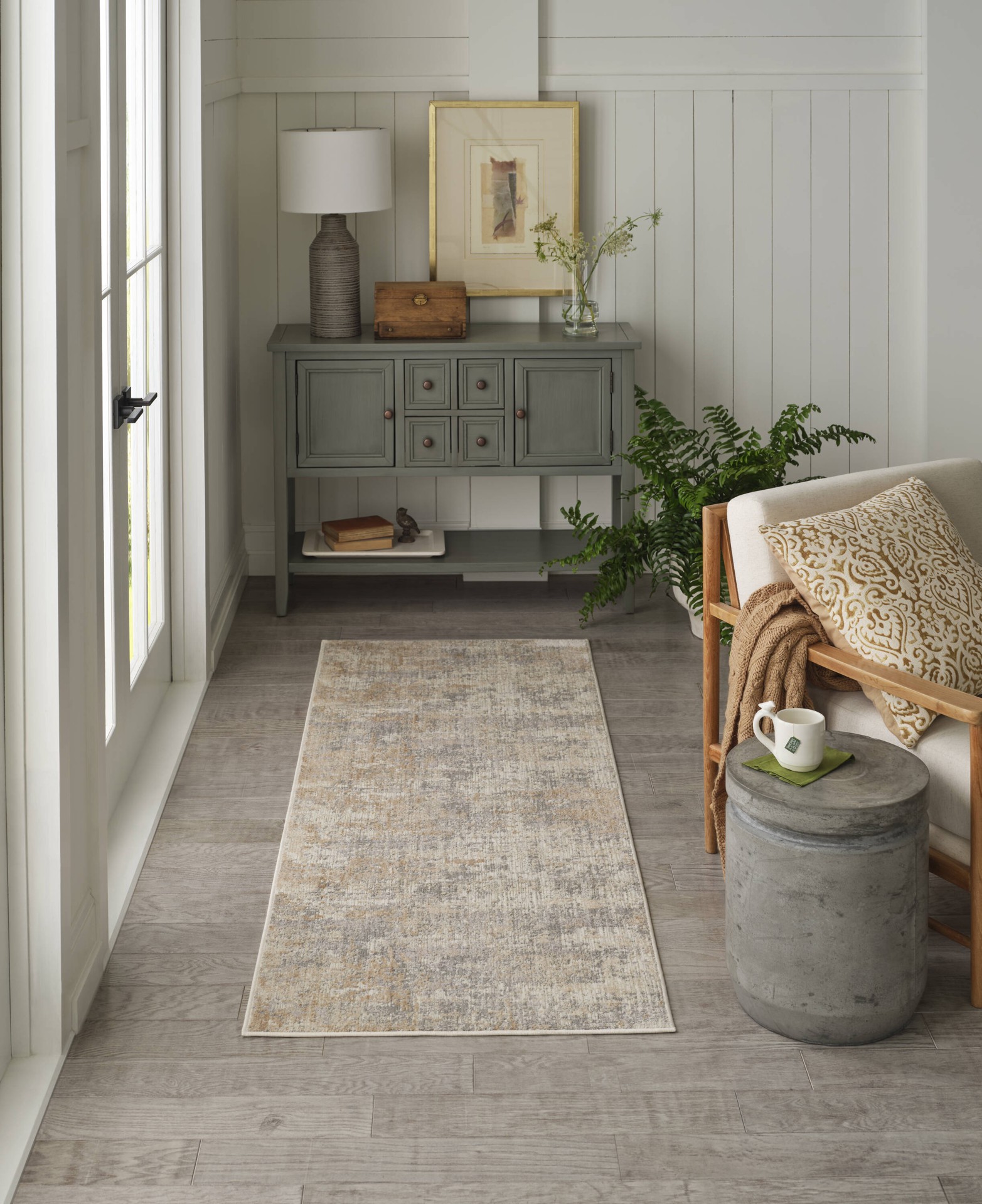 slide 1 of 6, allen + roth Sandstone Speckle 2 x 8 (ft) Loomed Gray Rectangular Indoor Abstract Industrial Pet Friendly Runner rug, 1 ct