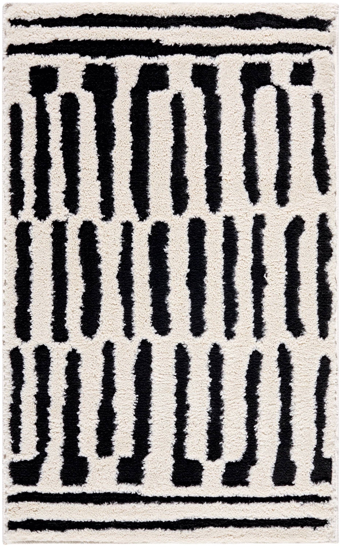slide 2 of 6, Origin 21 Obsidian Mirage 2 x 3 (ft) Loomed Polyester/Polypropylene Onyx/White Rectangular Indoor Stripe Moroccan Spot Clean Only Pet Friendly Area rug, 1 ct