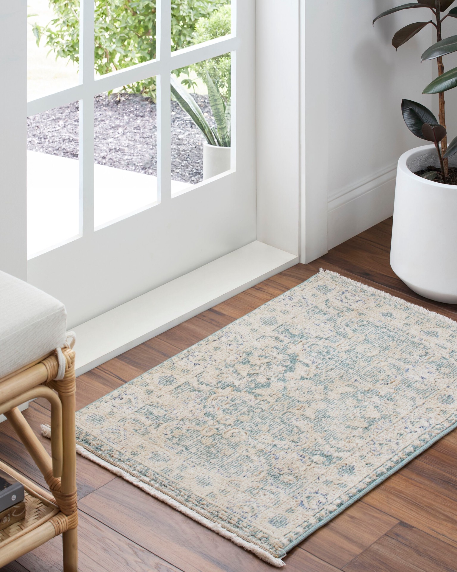 slide 1 of 6, allen + roth Olive Flowers 2 x 3 (ft) Loomed Green Rectangular Indoor Floral/Botanical Persian Pet Friendly Area rug, 1 ct