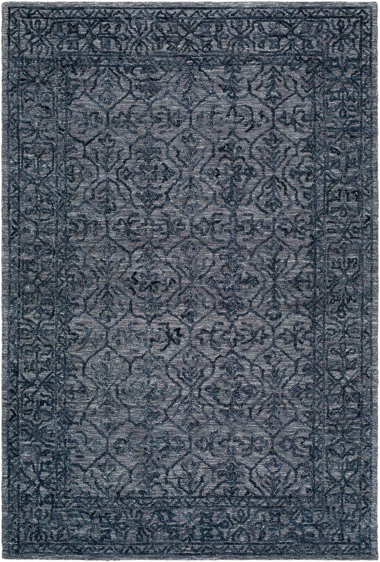 slide 2 of 6, allen + roth Relaxing Midnight 5 x 8 (ft) Knotted Wool Blue Rectangular Indoor Trellis Persian Pet Friendly Area rug, 1 ct