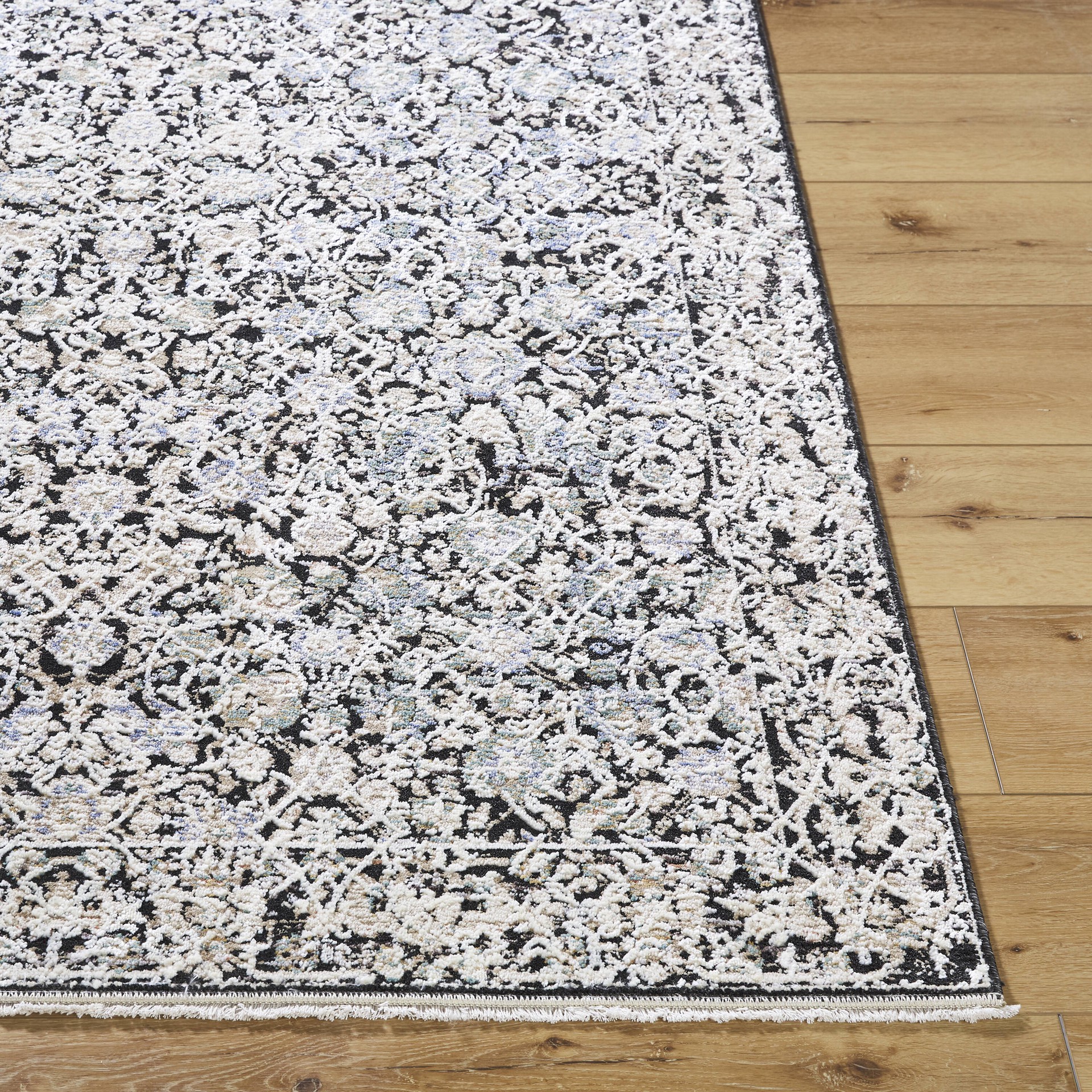 slide 5 of 6, allen + roth Speckled Obsidian 2 x 3 (ft) Loomed Black Rectangular Indoor Medallion Persian Pet Friendly Area rug, 1 ct