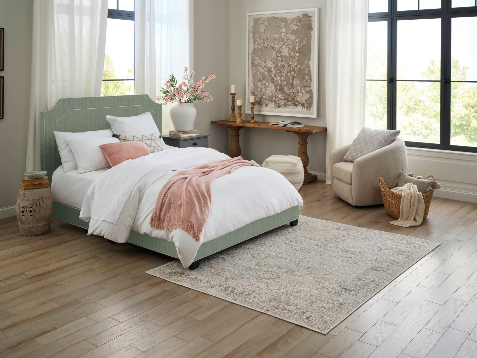 slide 1 of 6, allen + roth Courageous Trove 5 x 8 (ft) Loomed Gray Rectangular Indoor Medallion Oriental Pet Friendly Area rug, 1 ct