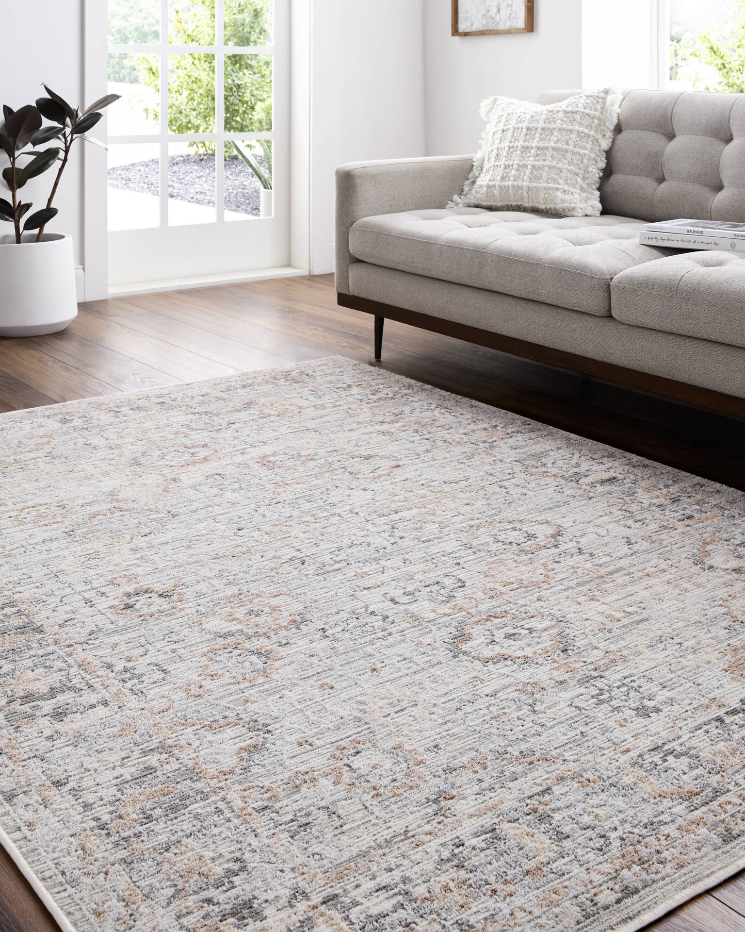 slide 6 of 6, allen + roth Courageous Trove 5 x 8 (ft) Loomed Gray Rectangular Indoor Medallion Oriental Pet Friendly Area rug, 1 ct